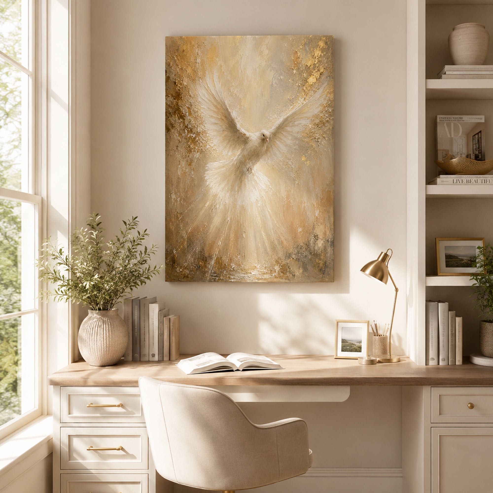 Holy Spirit Dove Canvas Print, Christian Wall Decor, Baptism Confirmation Faith Gift