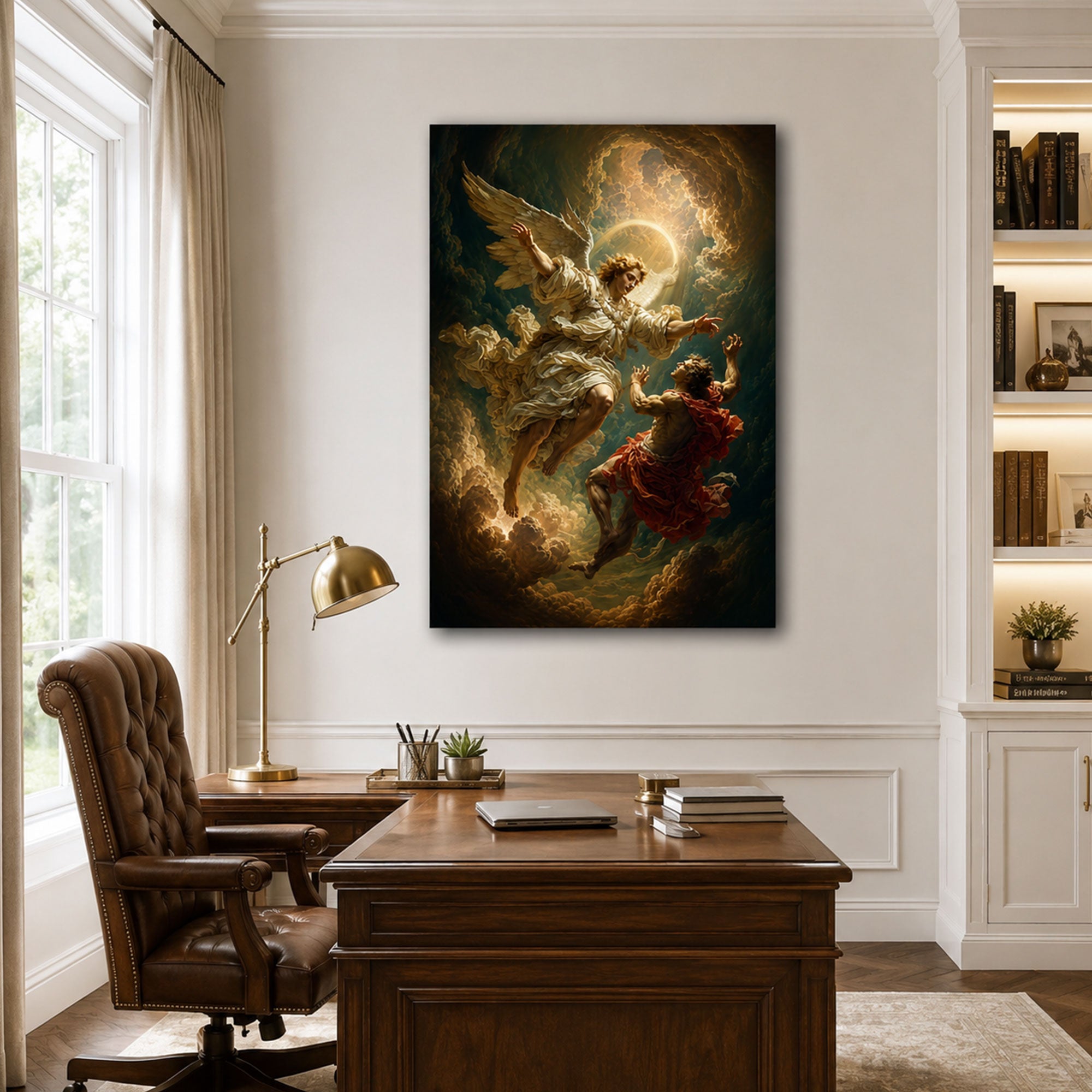 Heavenly Angel Rescue Canvas Print, Christian Faith Wall Decor Gift