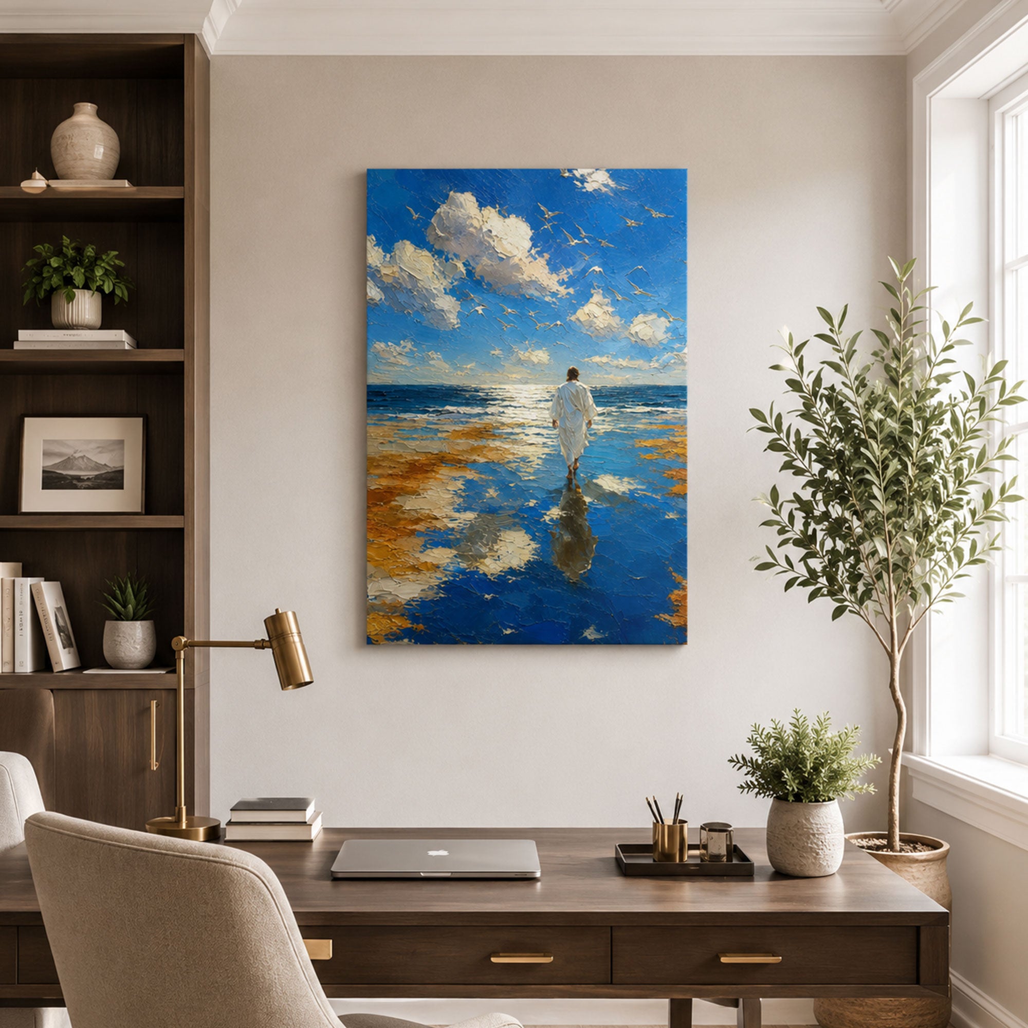 Jesus Walking on Water Canvas Print, Matthew 14:25 Christian Wall Decor, Walk by Faith Gift