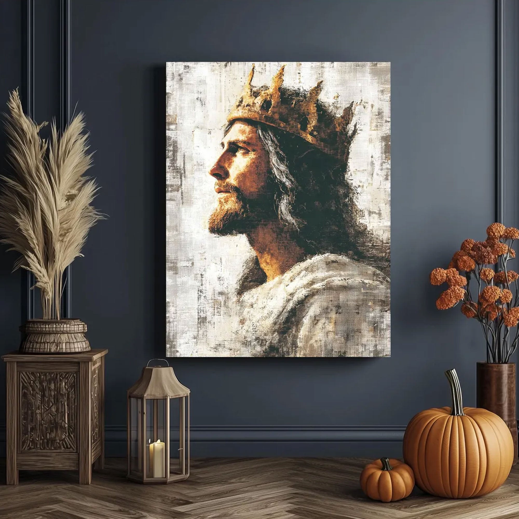 Crowned Jesus Christ Canvas Print, Christ the King Religious Wall Art, Catholic Christian Faith Decor