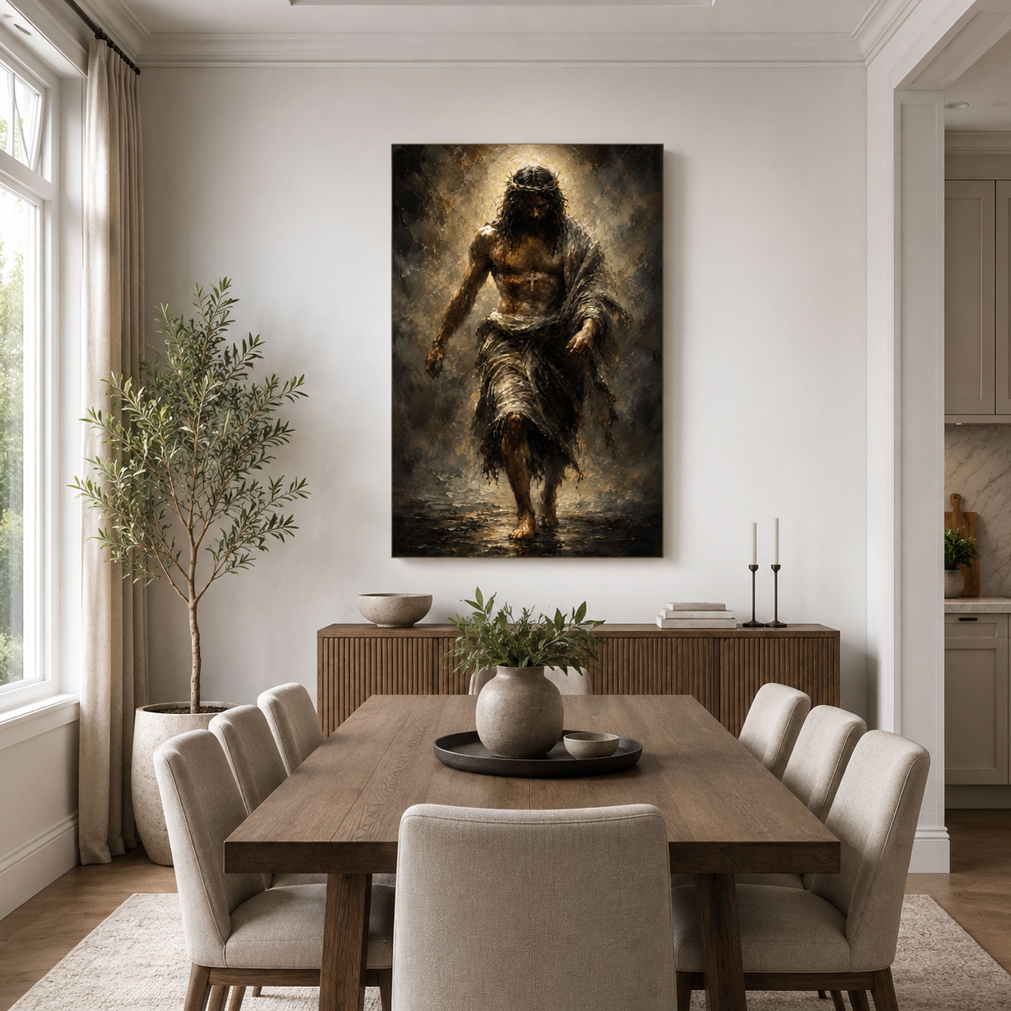 Jesus Crown of Thorns Canvas Print, Man of Sorrows Christian Wall Decor, Catholic Faith Gift