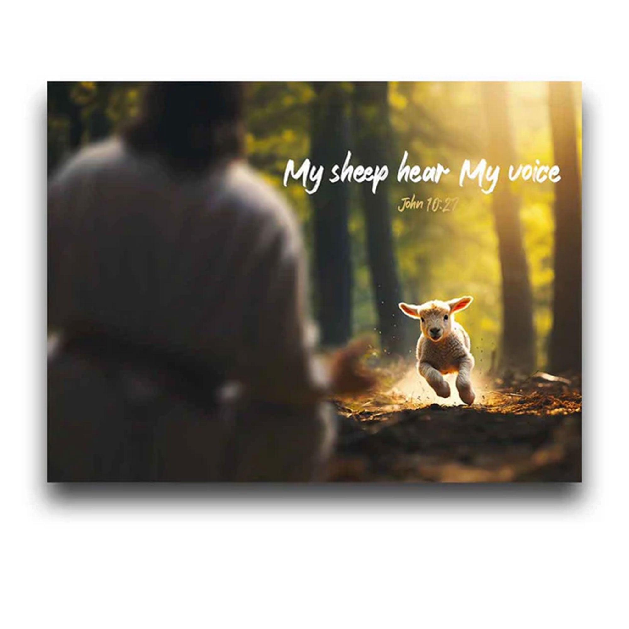 “My Sheep Hear My Voice” Canvas Print, Christian Shepherd Wall Art, Jesus Faith Decor, Inspirational Scripture Artwork
