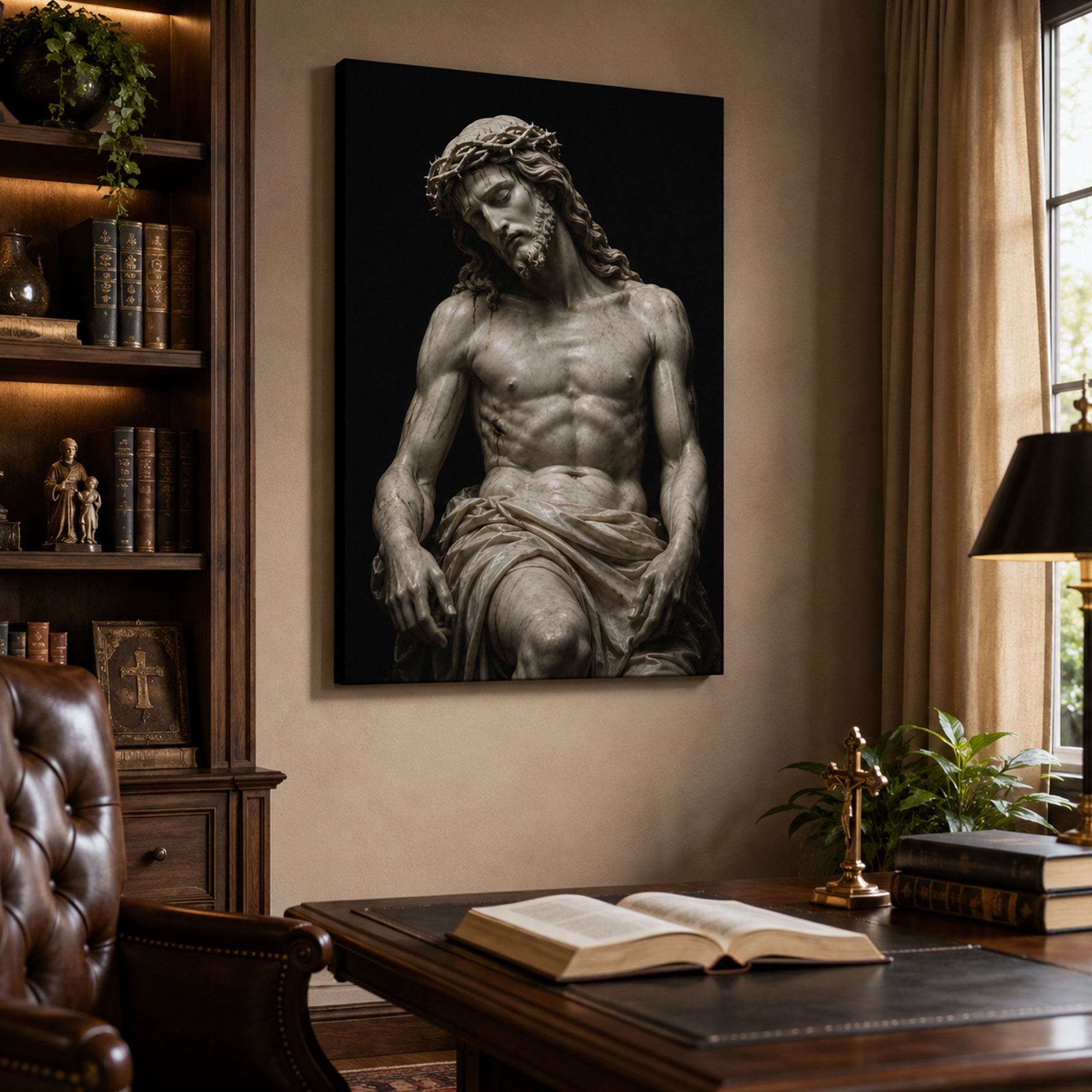 Jesus Crown of Thorns Canvas Print, Catholic Passion Wall Art, Faith Home Decor Gift