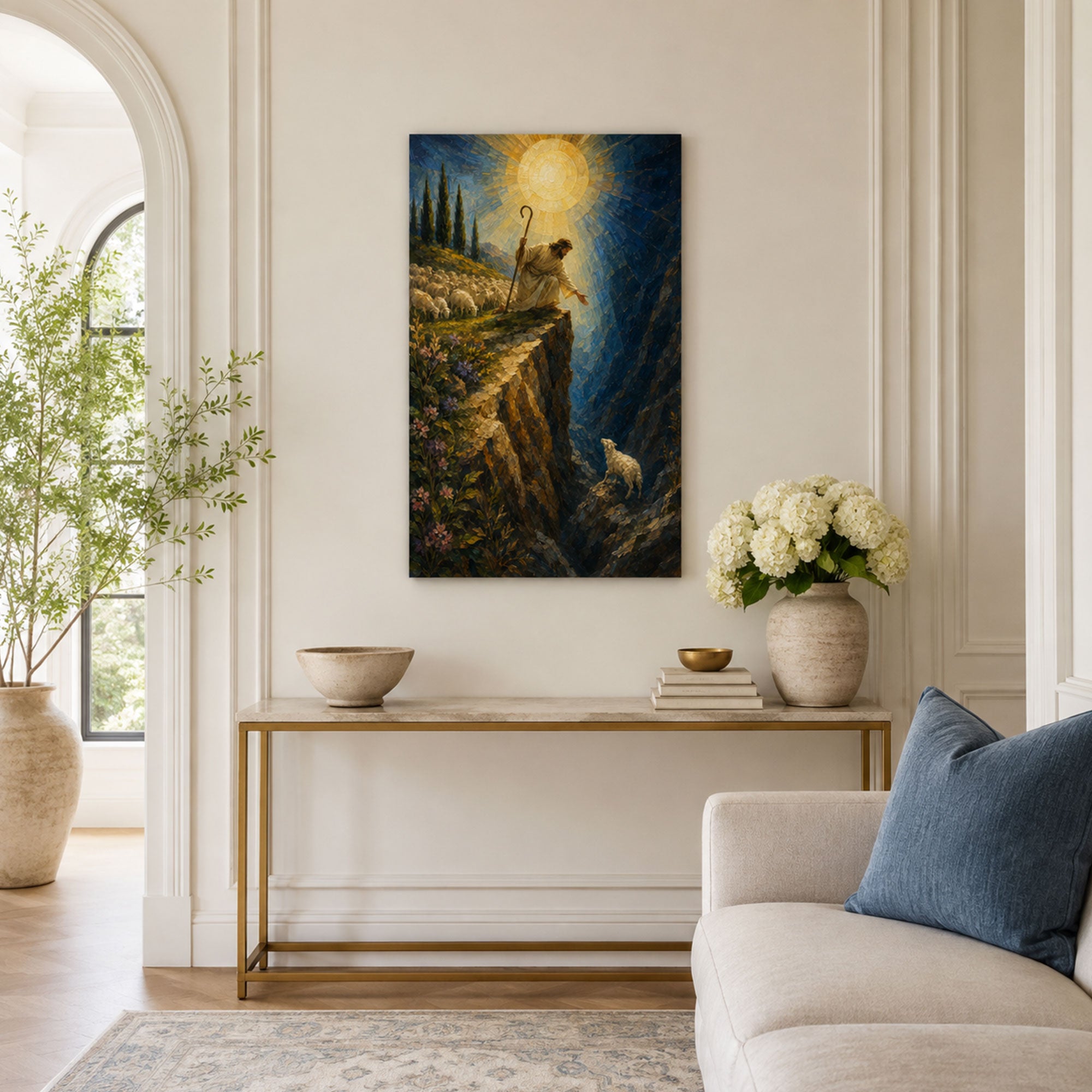 Jesus Rescues the Lost Sheep Canvas Print, He Left the 99 Christian Wall Decor, Faith Gift