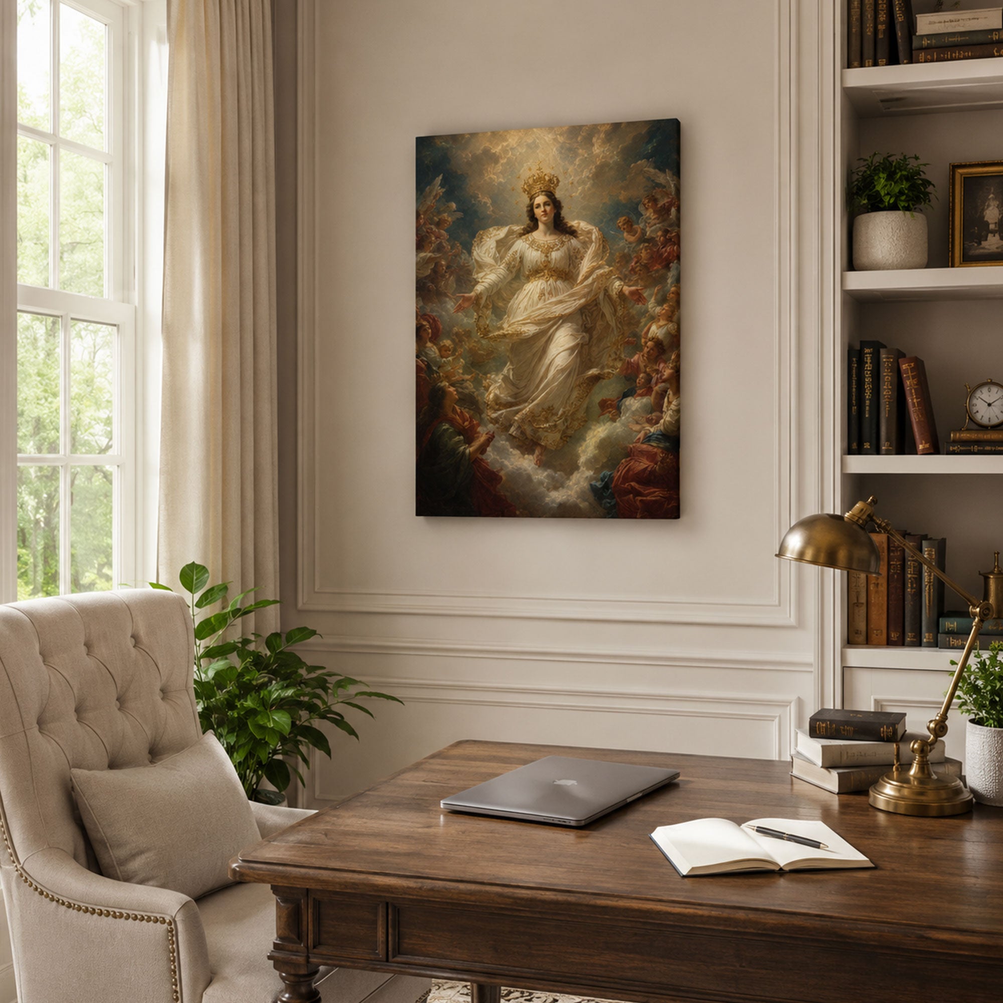 Assumption of Virgin Mary with Angels Canvas Print, Catholic Home Decor