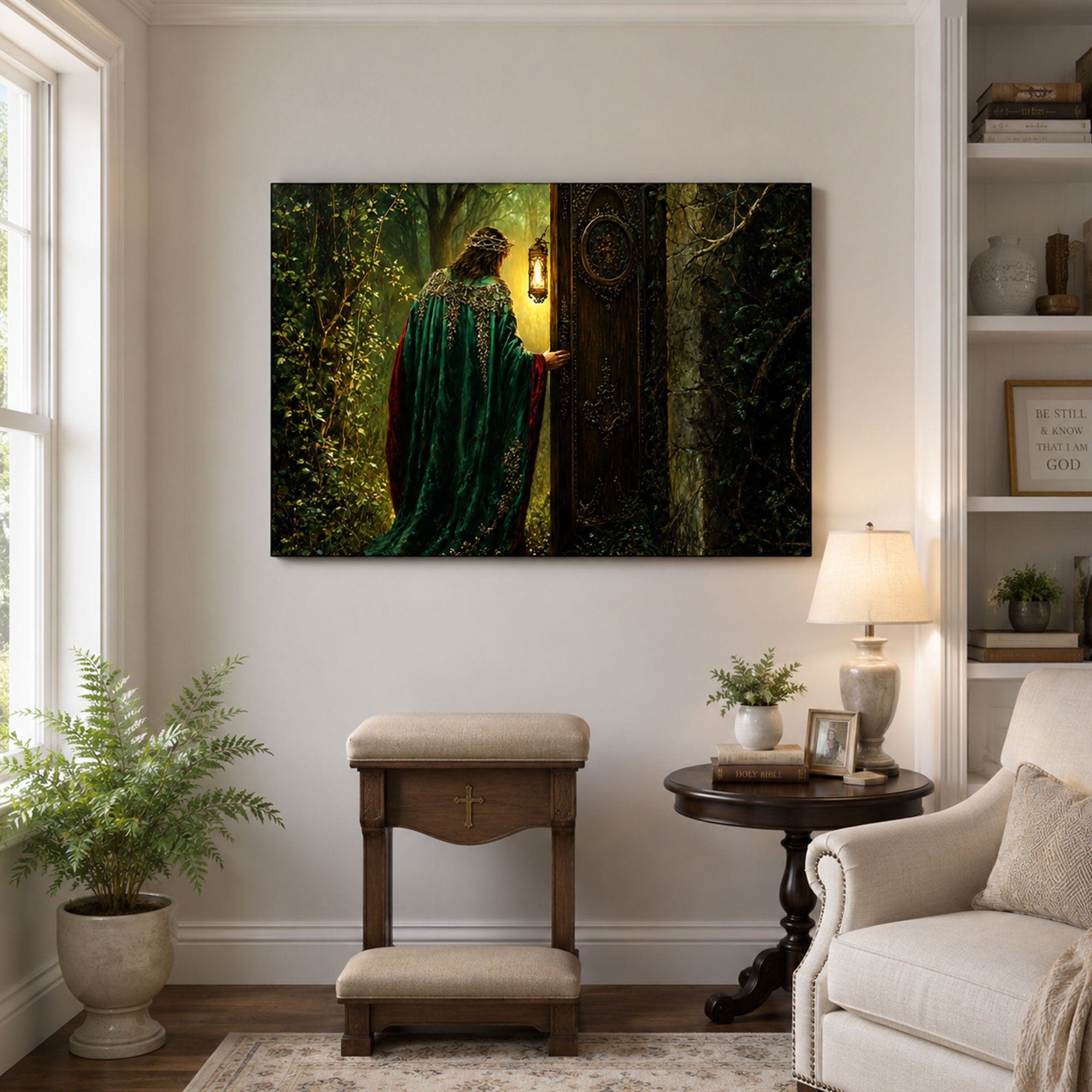 Christ at the Door with Lantern Canvas Print, Faith Home Decor
