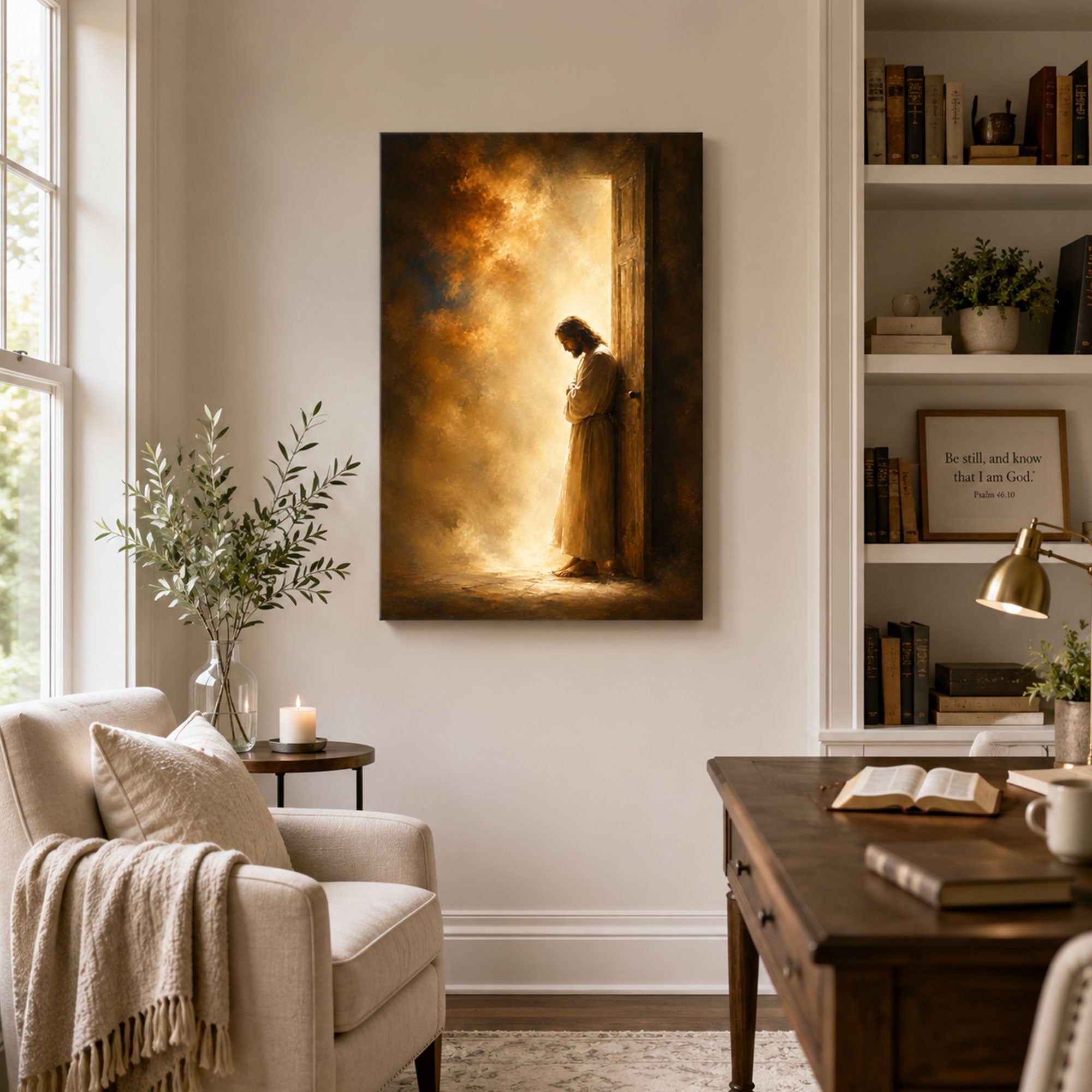 Jesus in the Open Doorway Canvas Print, Christian Home Decor