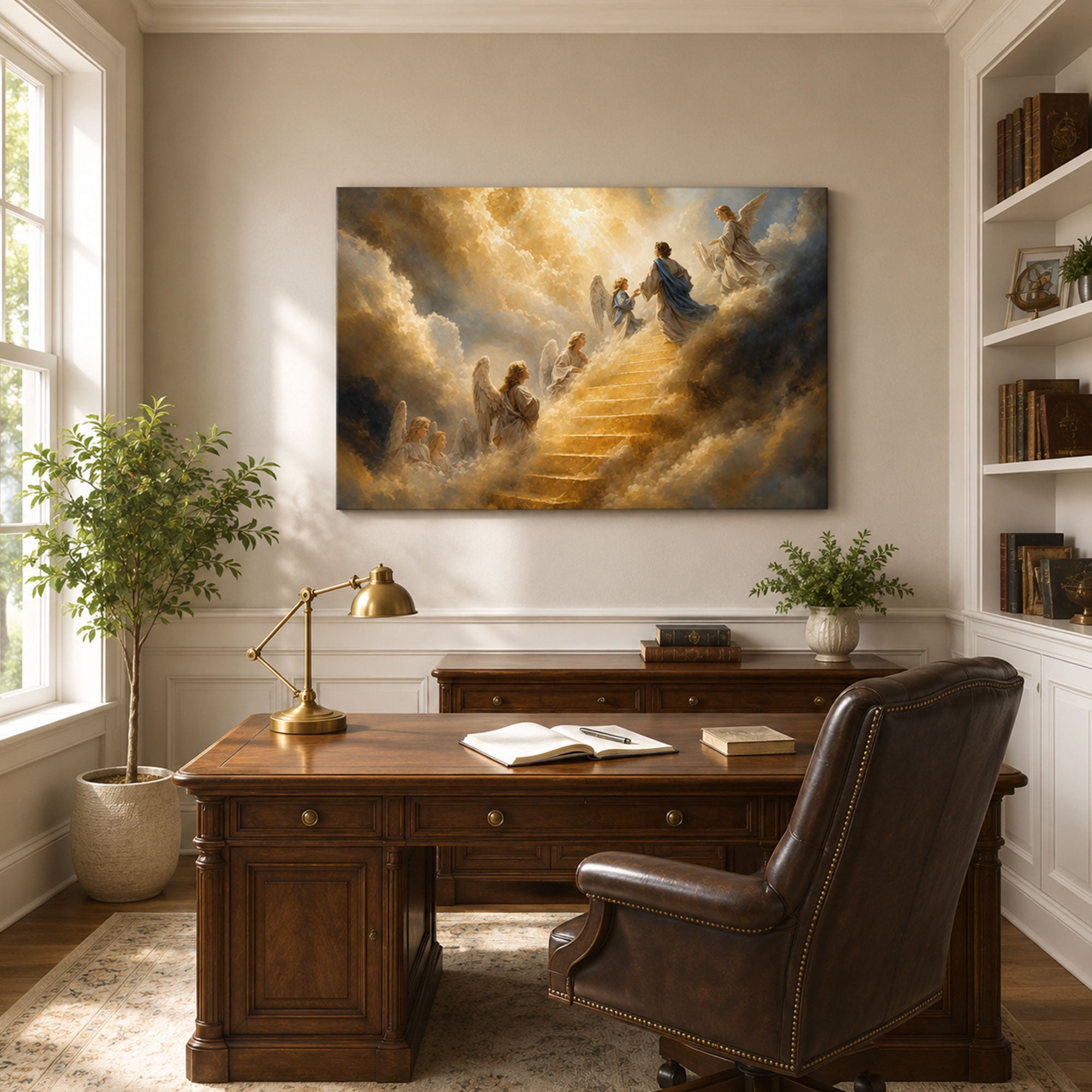 Stairway to Heaven with Angels Canvas Print, Christian Home Decor