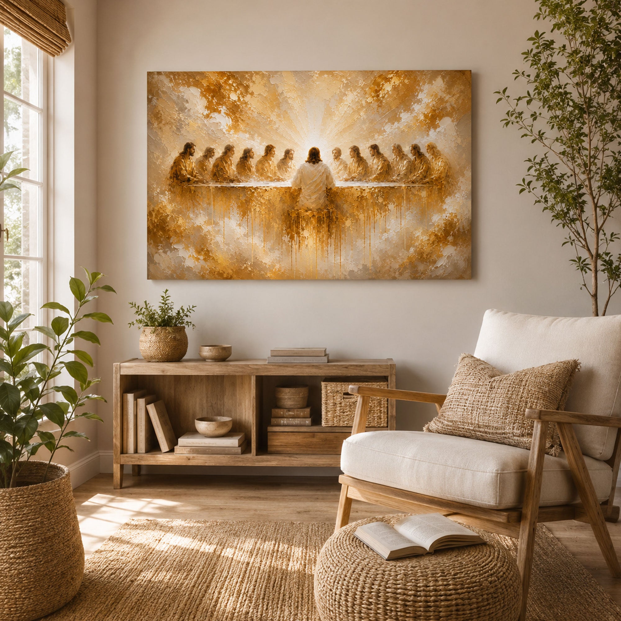 Last Supper Canvas Print, Jesus and Apostles Christian Wall Art for Home Decor