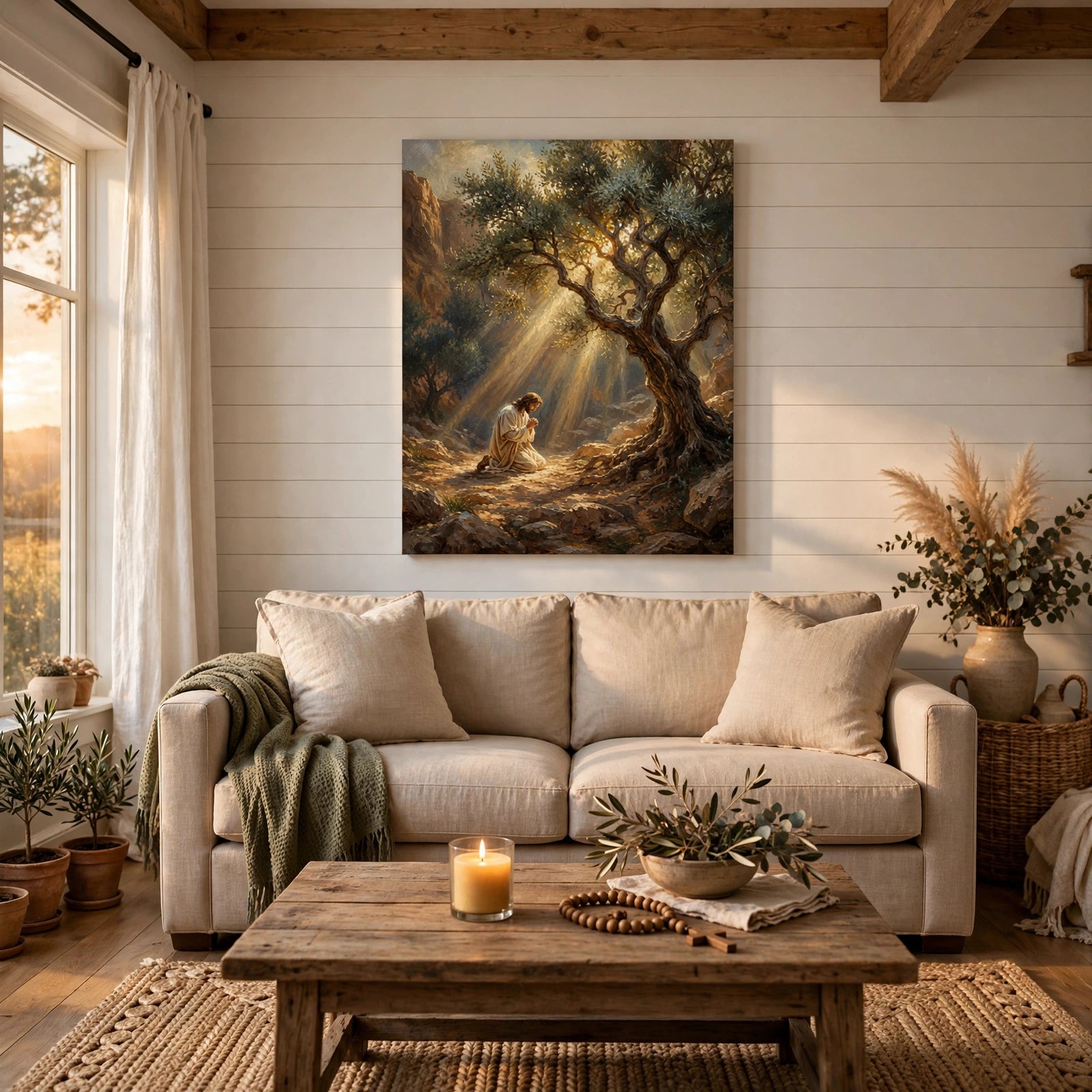 Jesus Praying in Gethsemane Canvas Print, Luke 22:42 “Not My Will but Yours Be Done”, Christian Home Decor