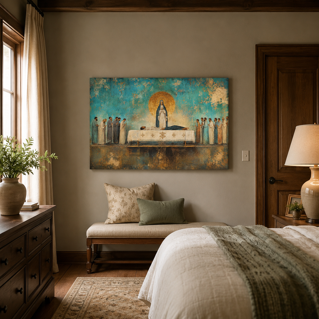 Sacred Dormition Canvas Print - Where Mary Rests, Peace Remains