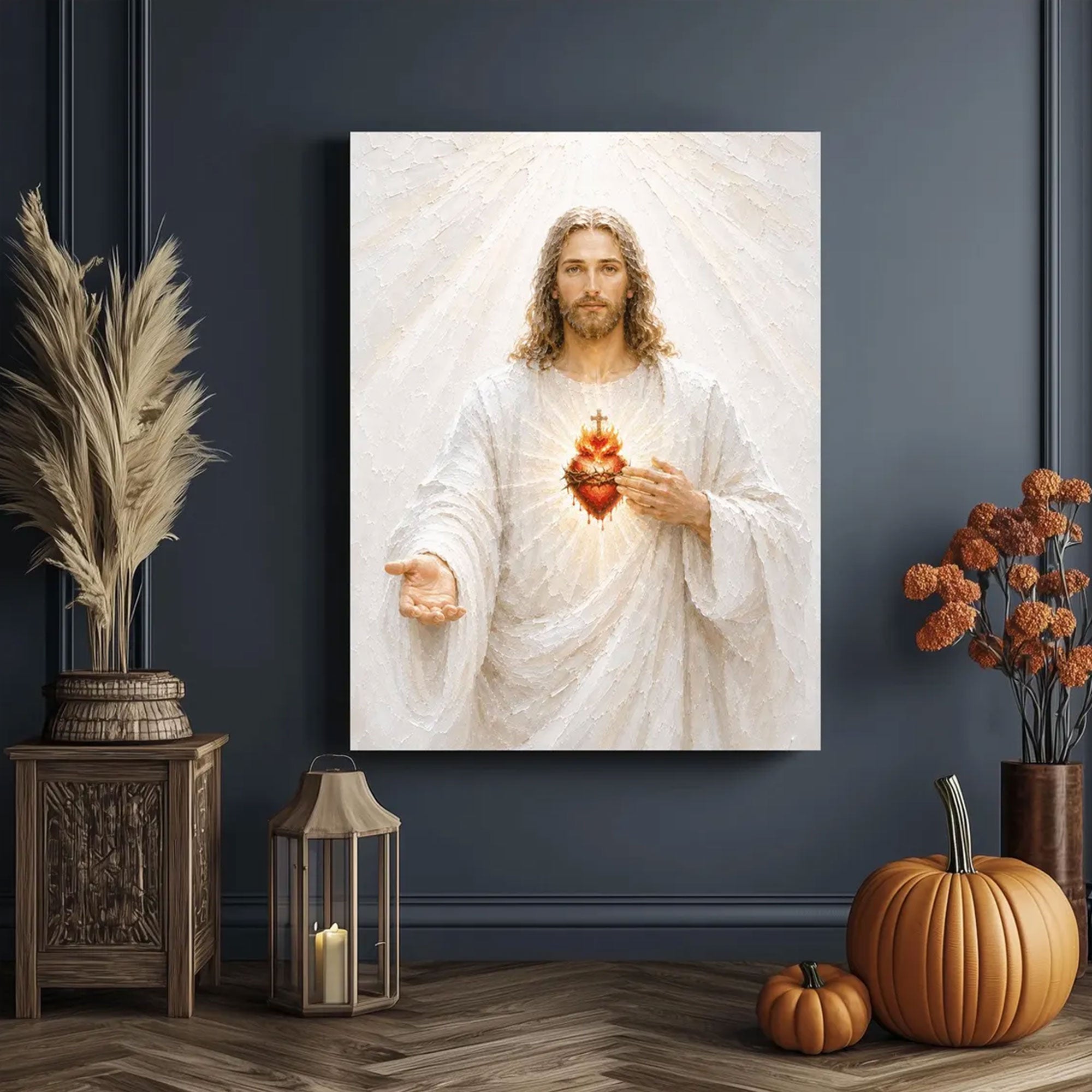 Christian Wall Art of Mercy and Hope, Peaceful Savior Canvas Print Filled With Grace and Faith