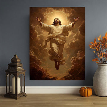Jesus Ascension Canvas Print, Christian Wall Art, Heaven Glory Decor, Religious Faith Home Decor