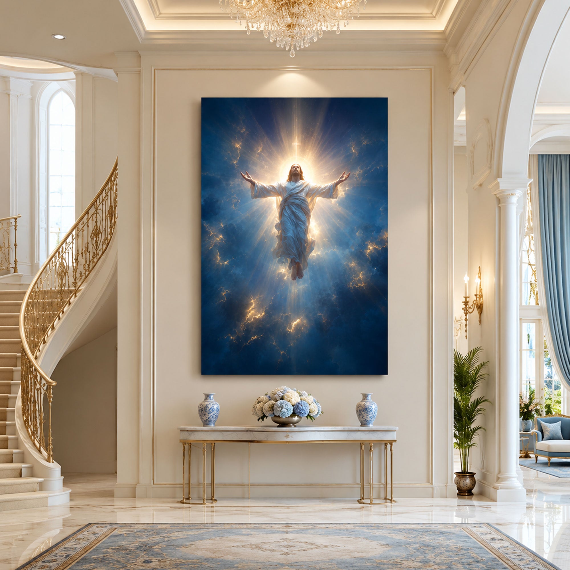 Ascension Jesus Canvas Print, Heavenly Christian Wall Art, Glorious Savior Faith Decor