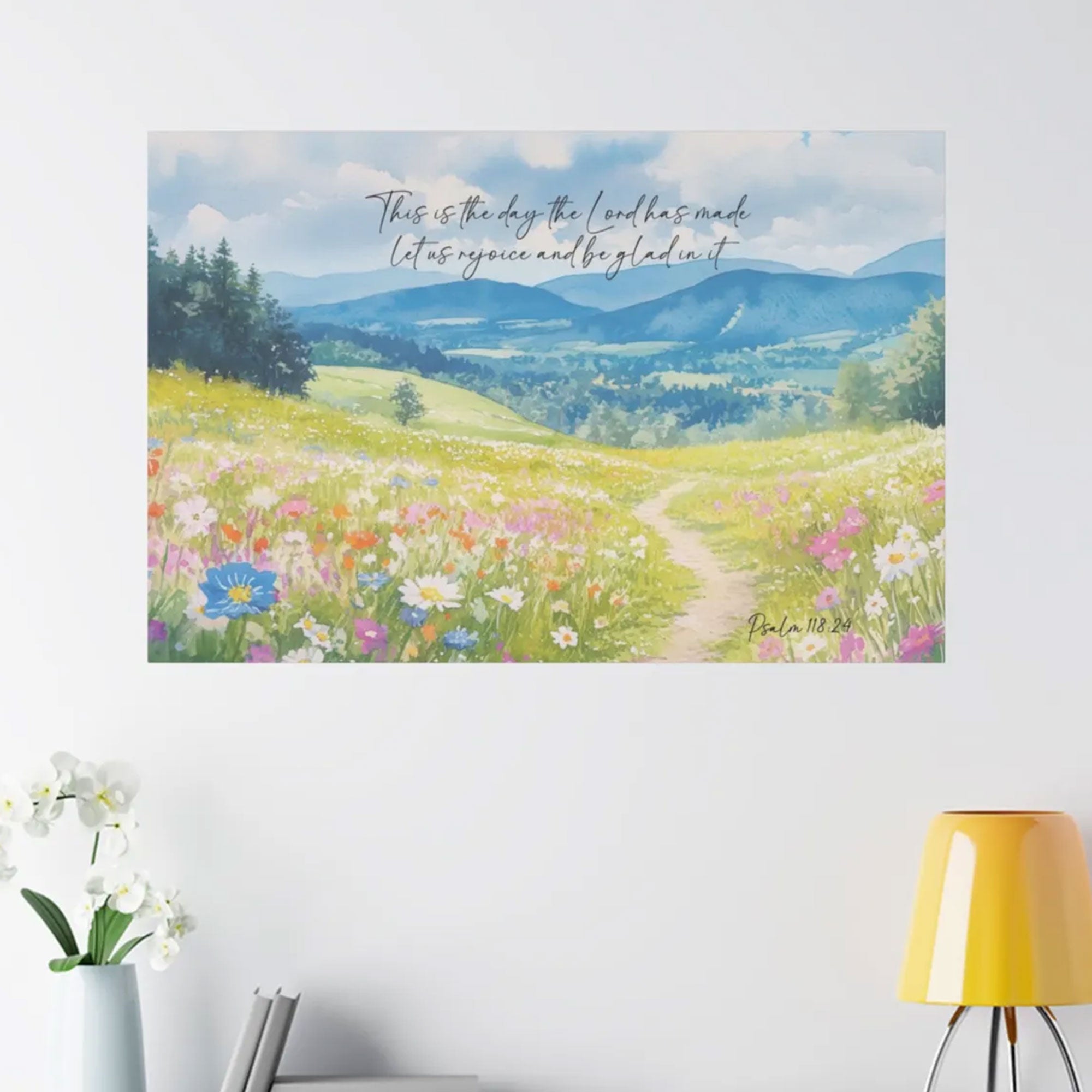 Psalm 118:24 Wildflower Canvas Print, This Is The Day The Lord Has Made Scripture Wall Art, Christian Home Decor, Godly Wedding Gift, Inspirational Faith Artwork