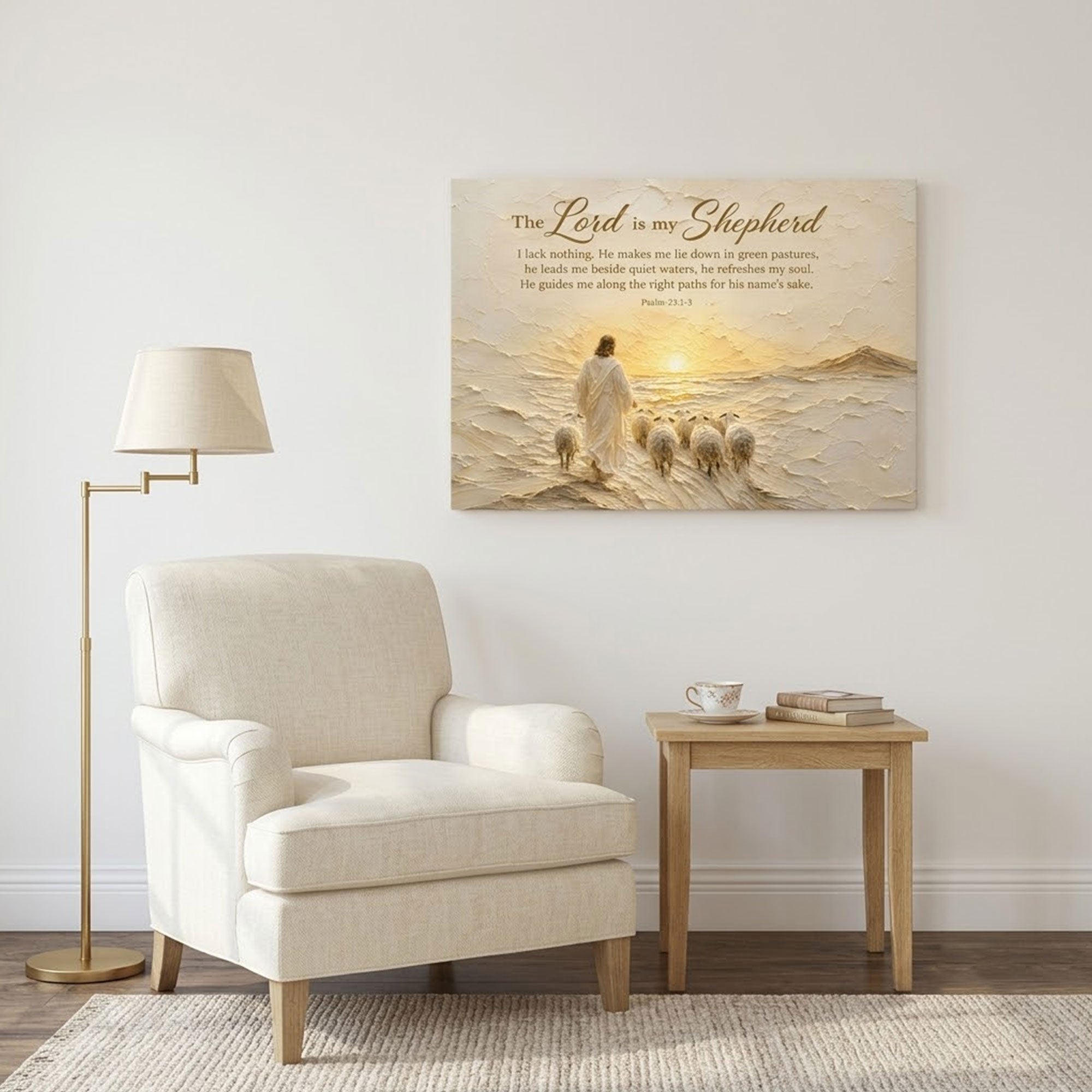 Psalm 23 Good Shepherd Canvas Print, Christian Home Decor