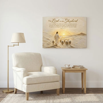 Psalm 23 Good Shepherd Canvas Print, Christian Home Decor