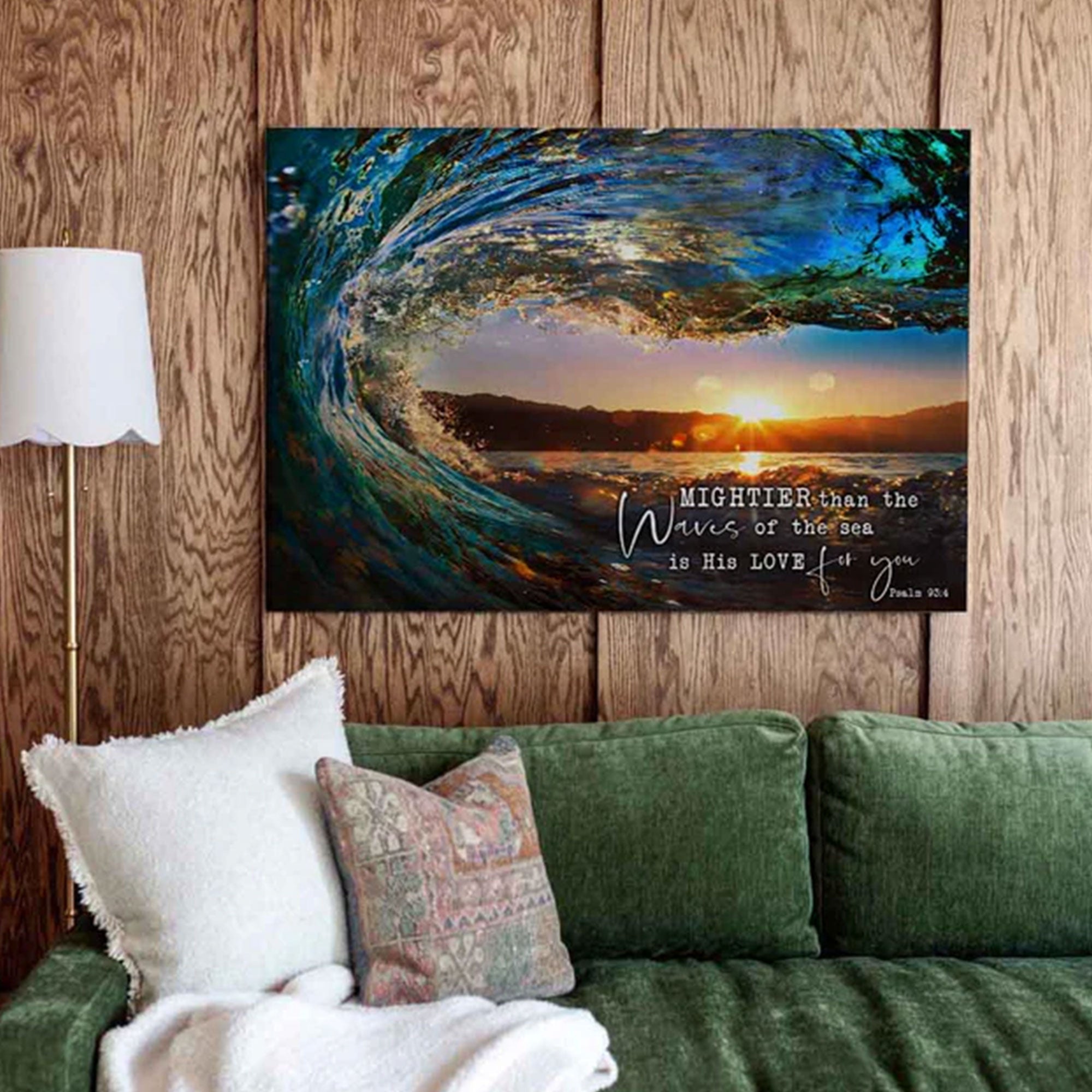 “Mightier Than The Waves Of The Sea” Canvas Print, Christian Scripture Wall Art, Coastal Faith Decor, Inspirational Bible Artwork