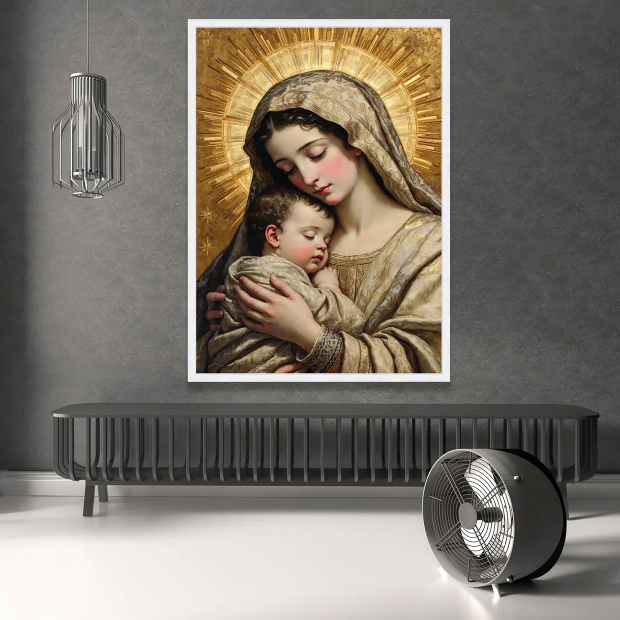Mother and Child Jesus Canvas Wall Art, Christian Religious Portrait, Spiritual Home Decor