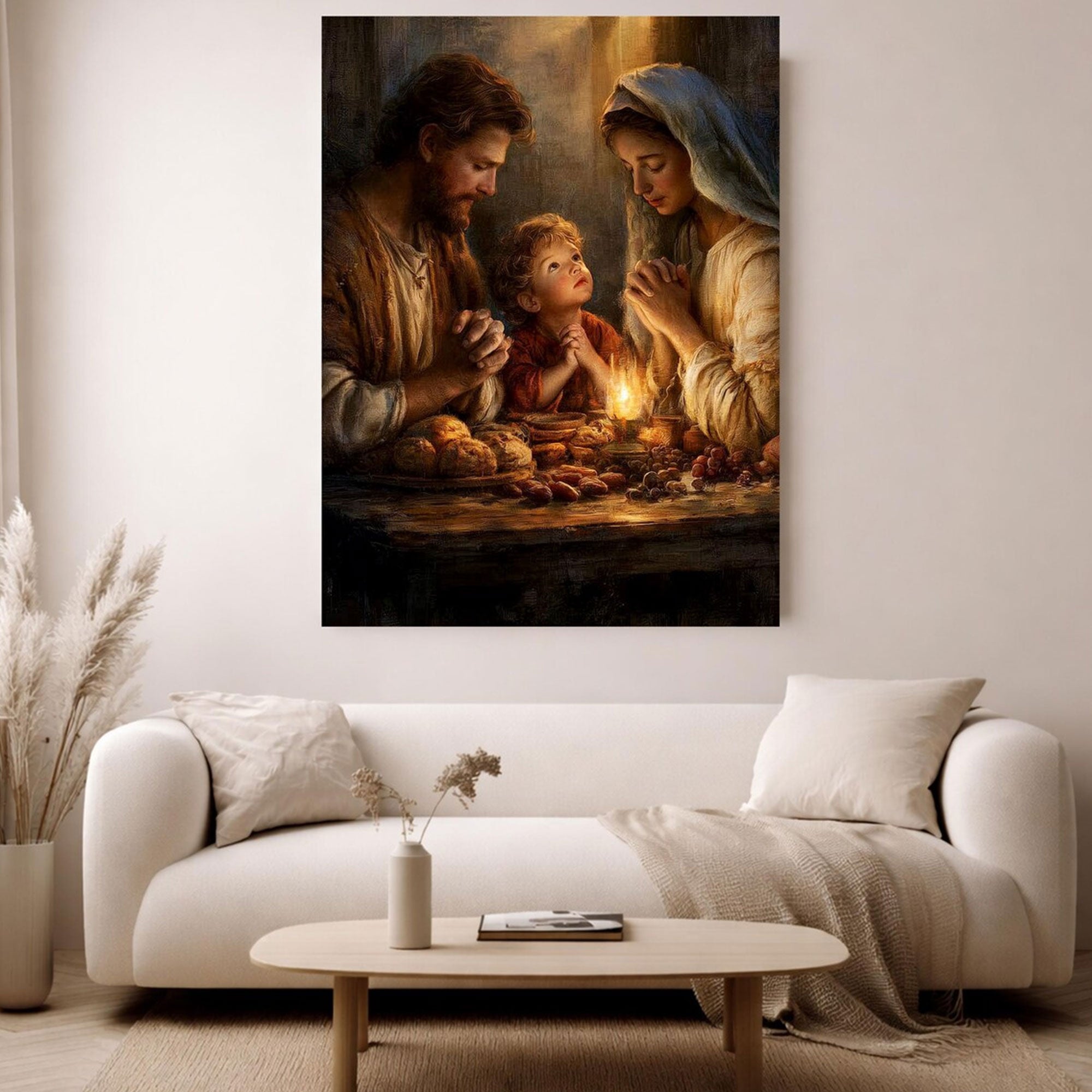 Holy Family Prayer Canvas Art Christian Faith Wall Decor Catholic Religious Home Decoration