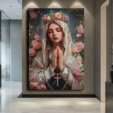 Virgin Mary Canvas Wall Art, Christian Religious Print, Sacred Serene Home Decor