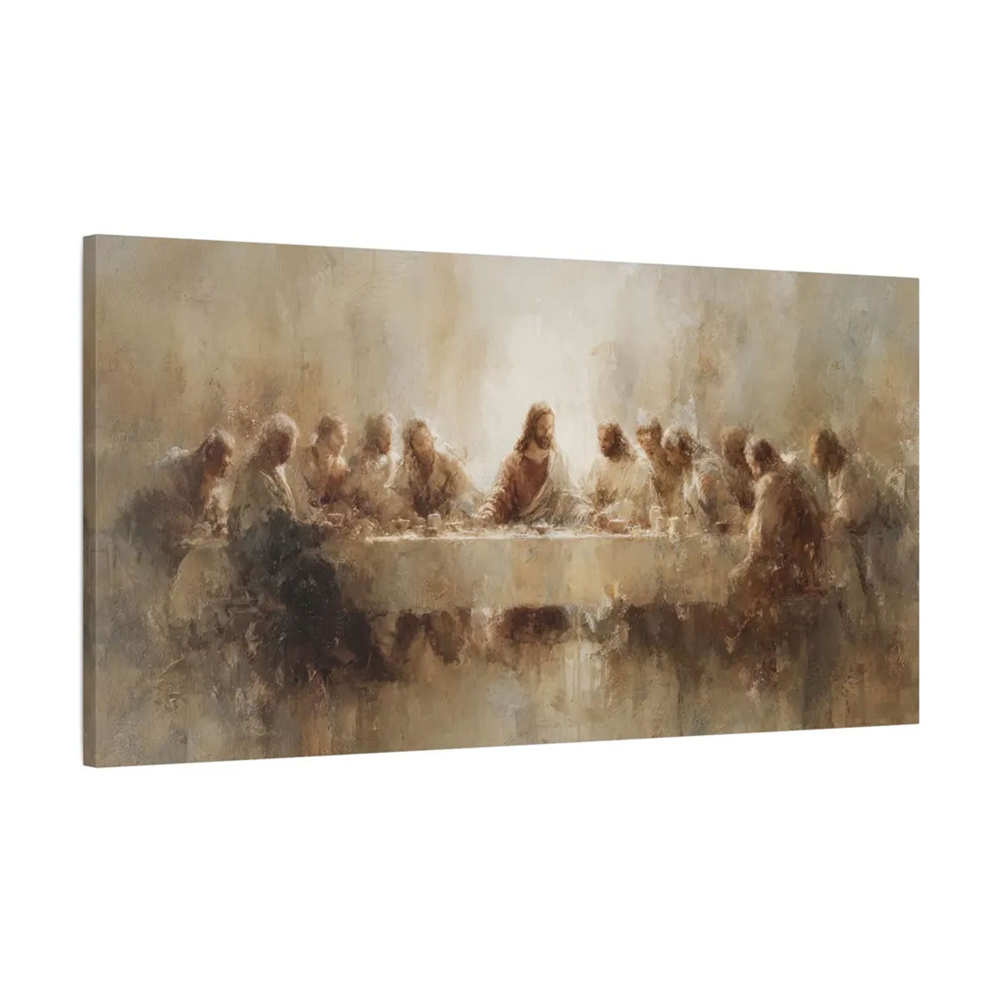 Modern Last Supper Wall Art, Minimalist Style Digital Print on Canvas, Christian Gift for Modern Homes, Large Religious Dining Room Decor
