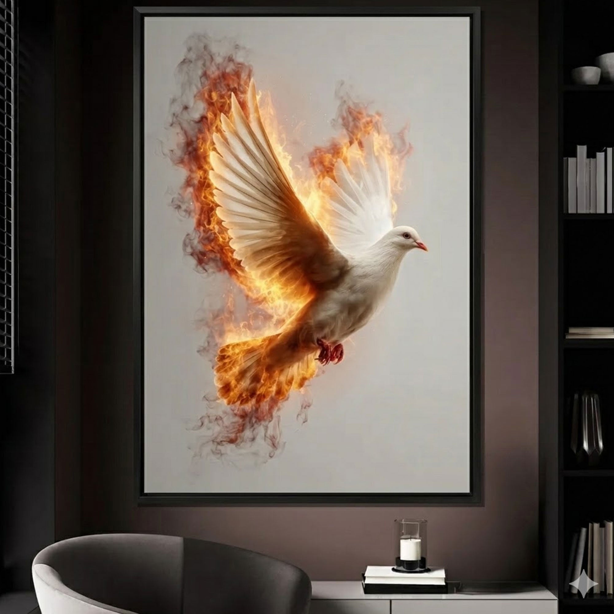 Holy Spirit Dove Canvas Print, Gold White Christian Wall Art, Symbol of Peace and Divine Presence, Spiritual Home Decor, Inspirational Faith Gift