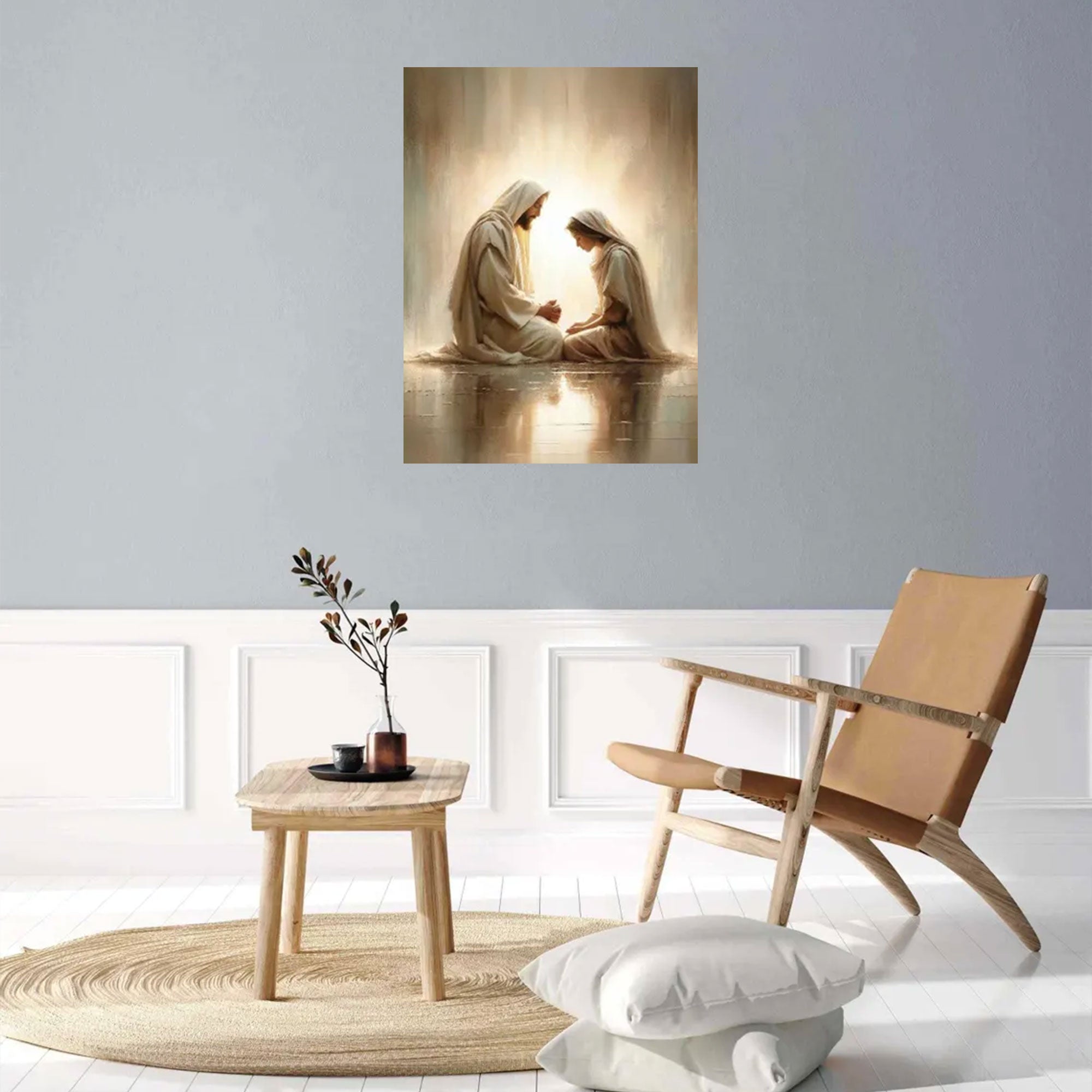 Divine Prayers, Jesus and Girl Canvas Art, Inspirational Picture of Christ, LDS Christian Art & Bible Prints Canvas