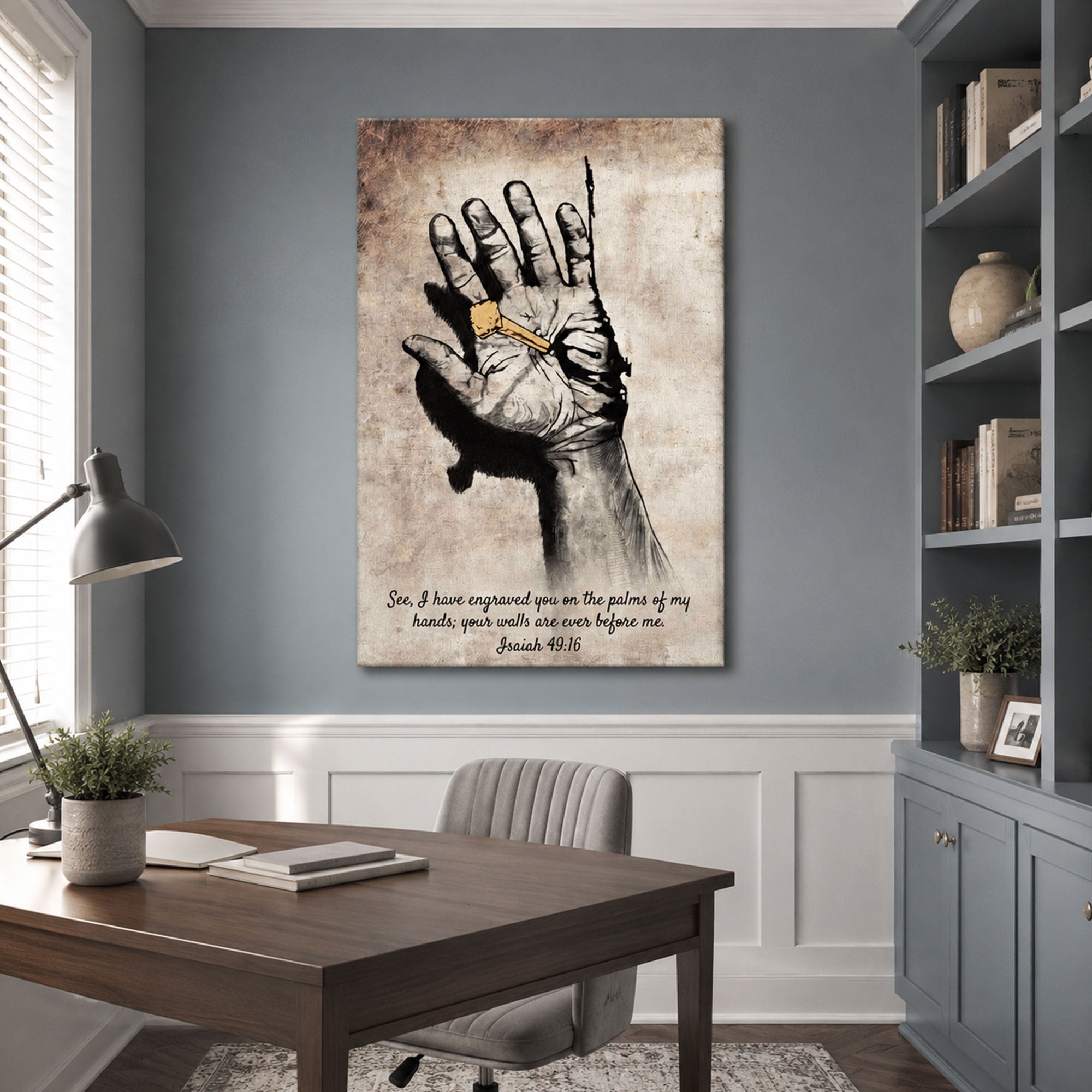 Isaiah 49:16 Canvas Print, “I Have Engraved You on the Palms of My Hands” Christian Wall Art, Scripture Faith Decor