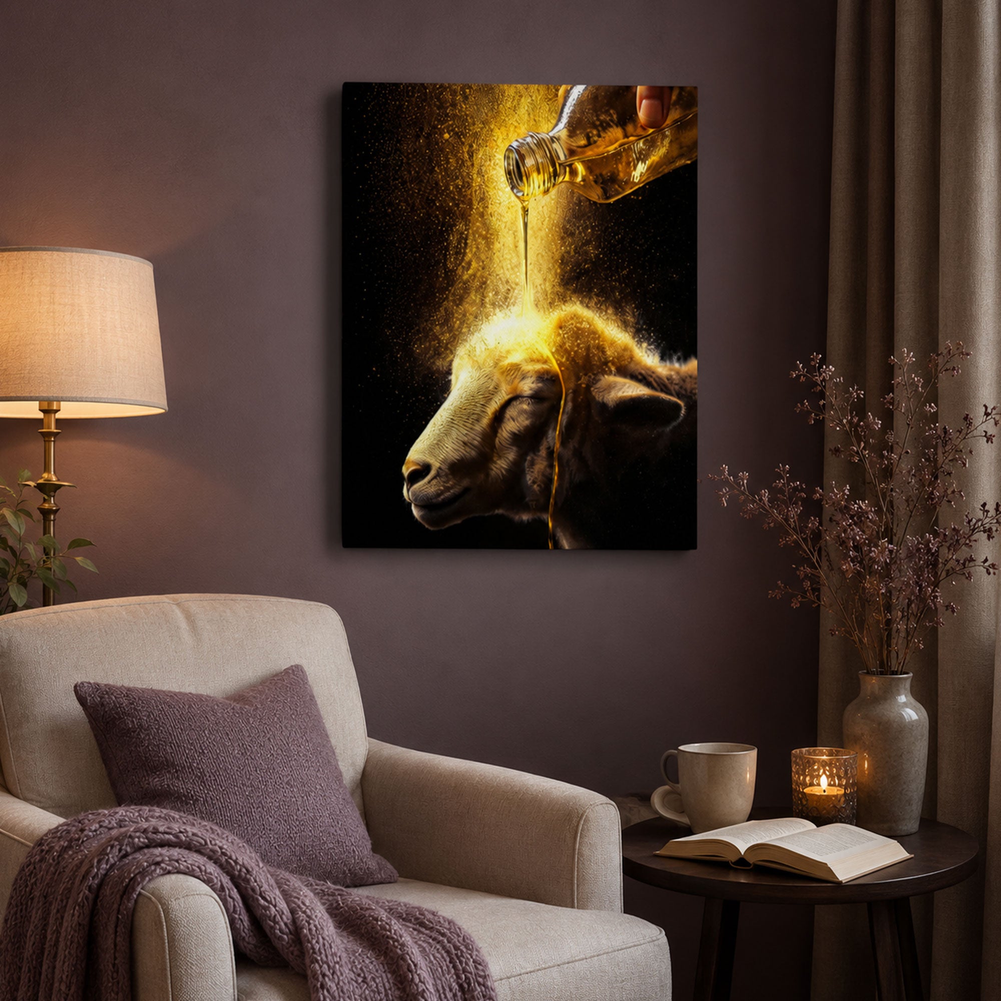“Anointed With His Glory” Psalm 23:5 Canvas Print, Christian Faith Wall Art, Inspirational Scripture Decor