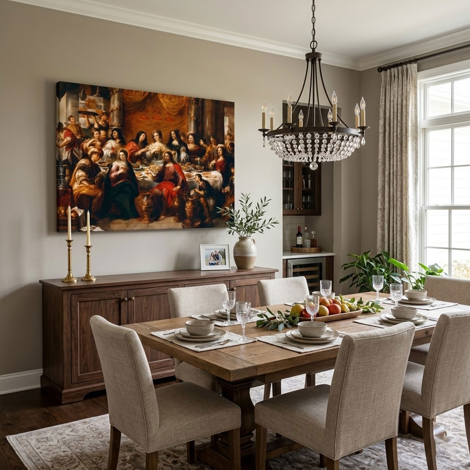 The Wedding Feast of Cana Canvas Print, Jesus Miracle Wall Art, Water into Wine Biblical Scene, Christian Religious Home Decor, Inspirational Faith Gift