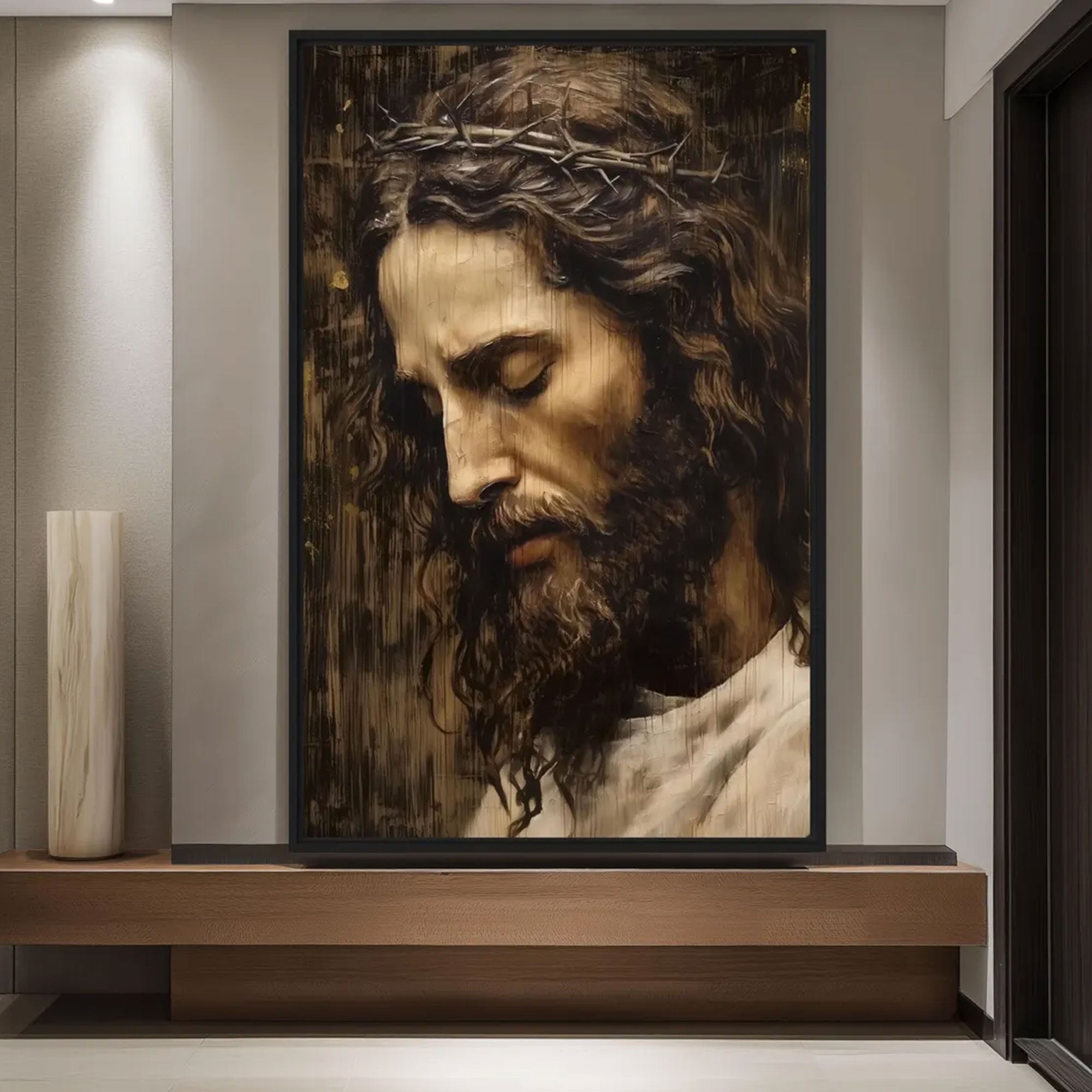 Jesus Christ Portrait Canvas Print, Religious Christian Wall Decor, Inspirational Faith Home Artwork