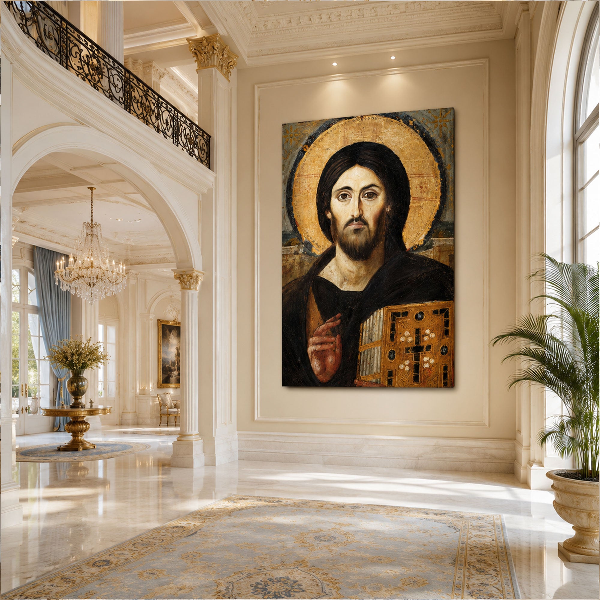 Jesus of Sinai Icon Canvas Print, Christ Pantocrator Orthodox Wall Art, Byzantine Christian Faith Decor, Ready to Hang