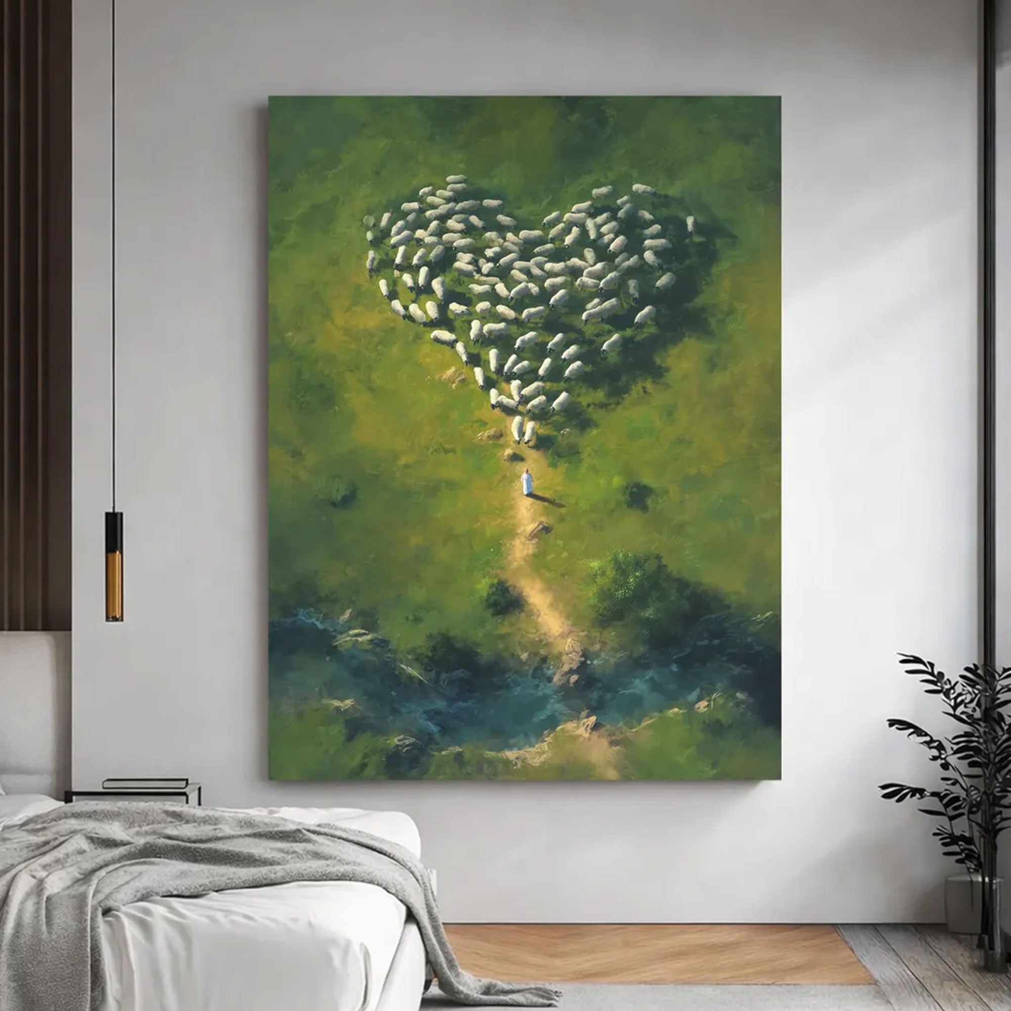 Jesus Shepherd Heart Flock Canvas Print, Christian Wall Art, Religious Faith Decor