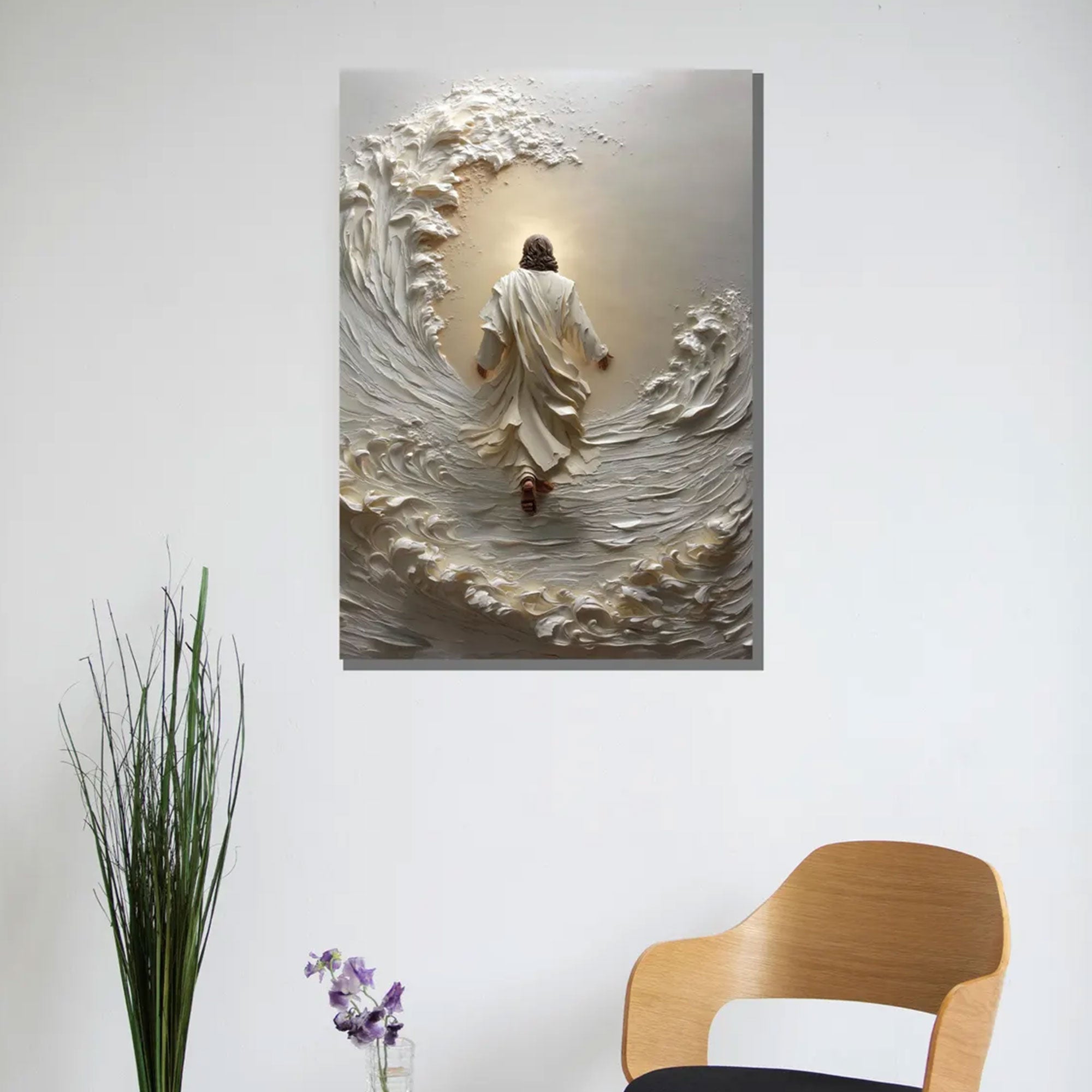 Walking on Water Jesus Canvas Print, Christian Wall Art, Divine Faith Artwork, Religious Home Decoration