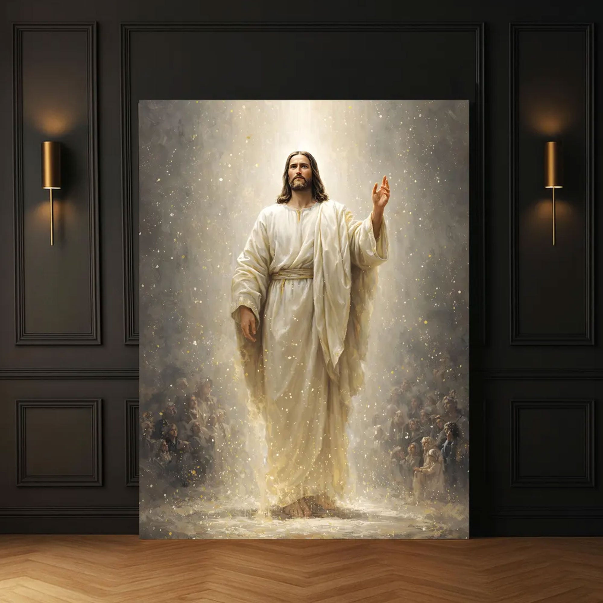 Jesus Ascension Canvas Print, Heavenly Light Christian Wall Art, Glory Faith Home Decor