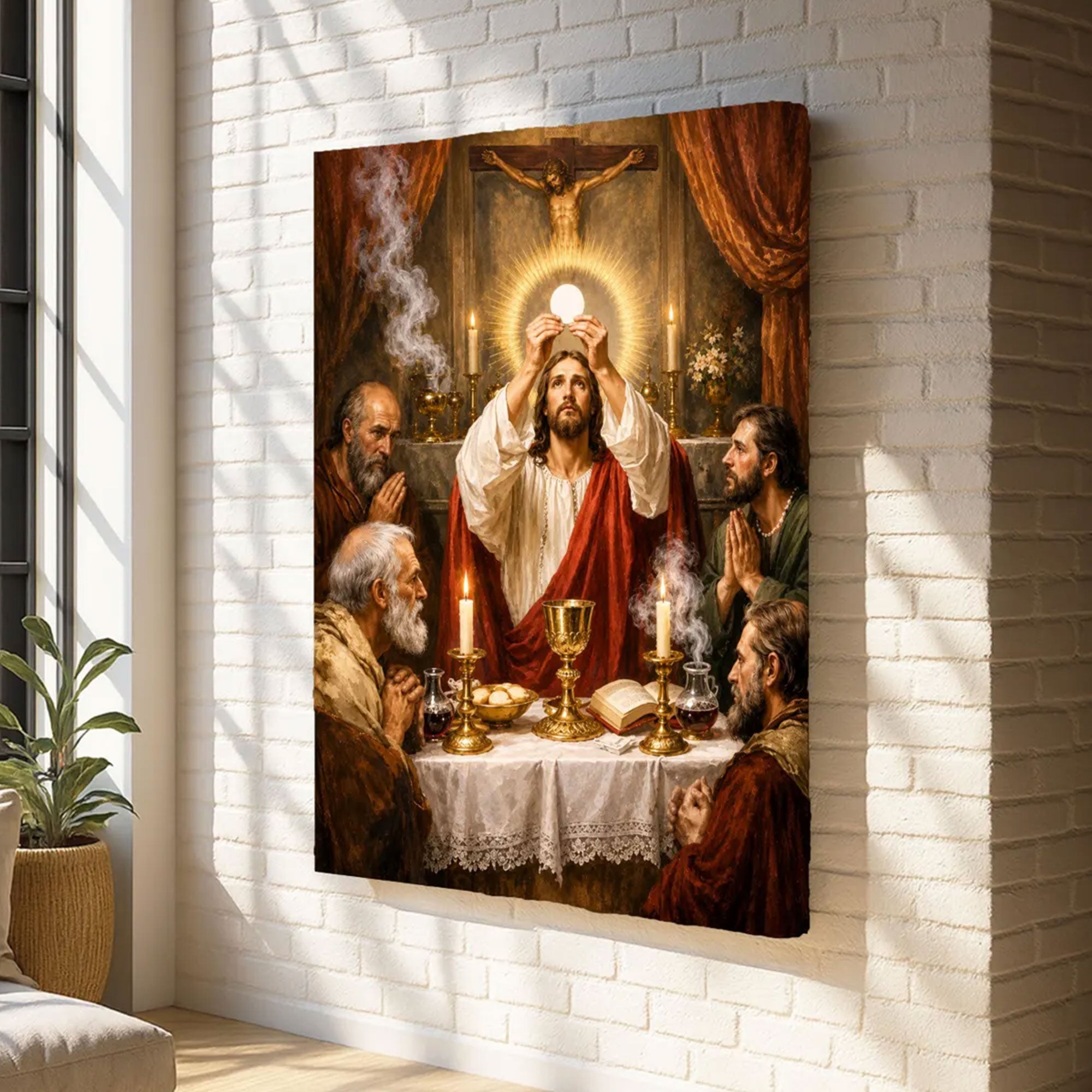 Jesus Holy Eucharist Canvas Print, Christian Wall Art, Catholic Religious Faith Home Decor