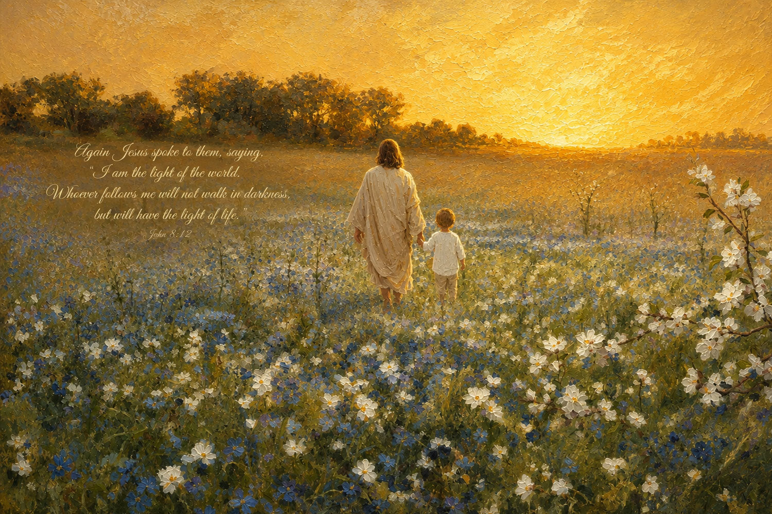 John 8:12 Light of the World Canvas Print, Christian Home Decor