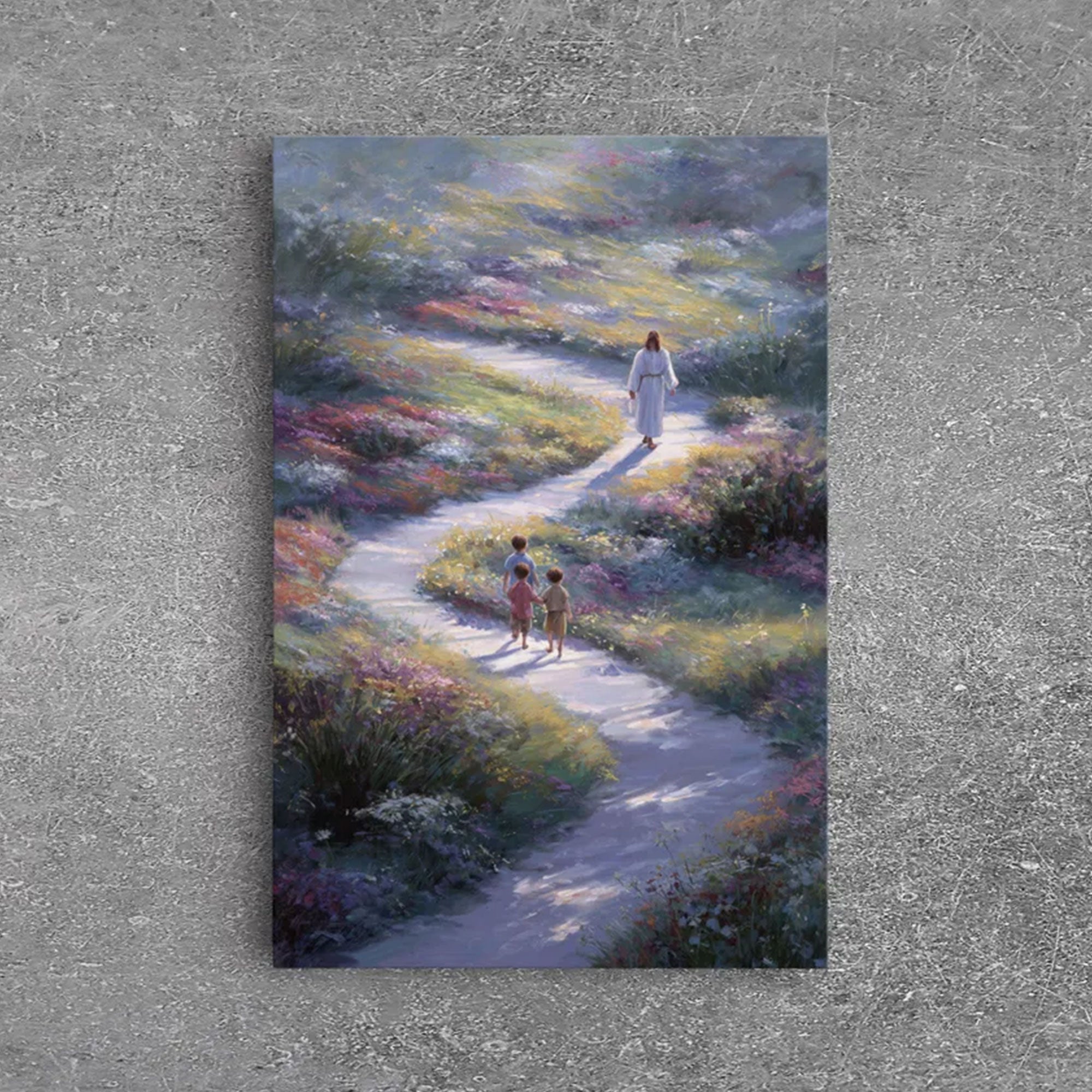 Path Of Peace Framed Canvas Print, Christian Wall Art, Jesus Painting Pastoral Faith Home Decor