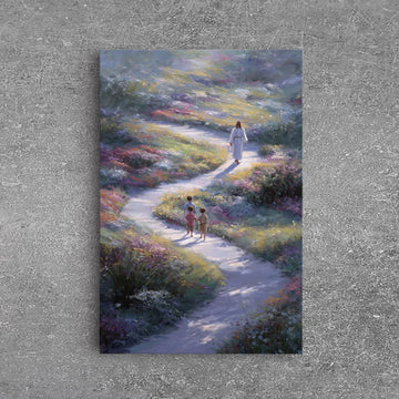 Path Of Peace Framed Canvas Print, Christian Wall Art, Jesus Painting Pastoral Faith Home Decor