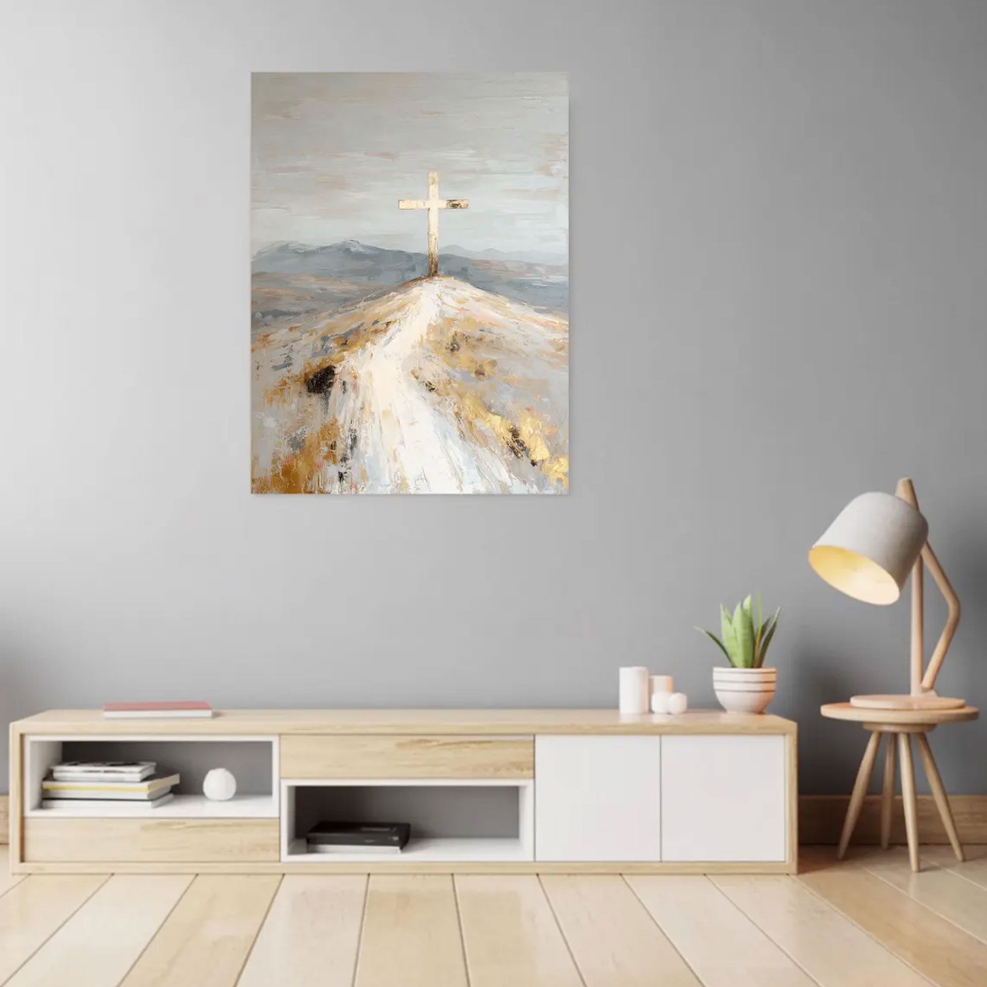 Christian Cross Canvas Print, Abstract Religious Wall Art, Faith Hope Spiritual Home Decor, Inspirational Christian Gift