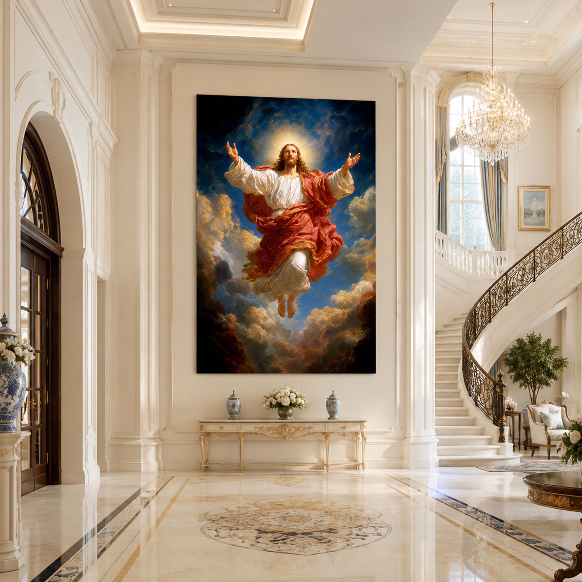 Jesus Ascension Canvas Print, Heavenly Christian Wall Art, Sacred Faith Home Decor, Inspirational Religious Artwork
