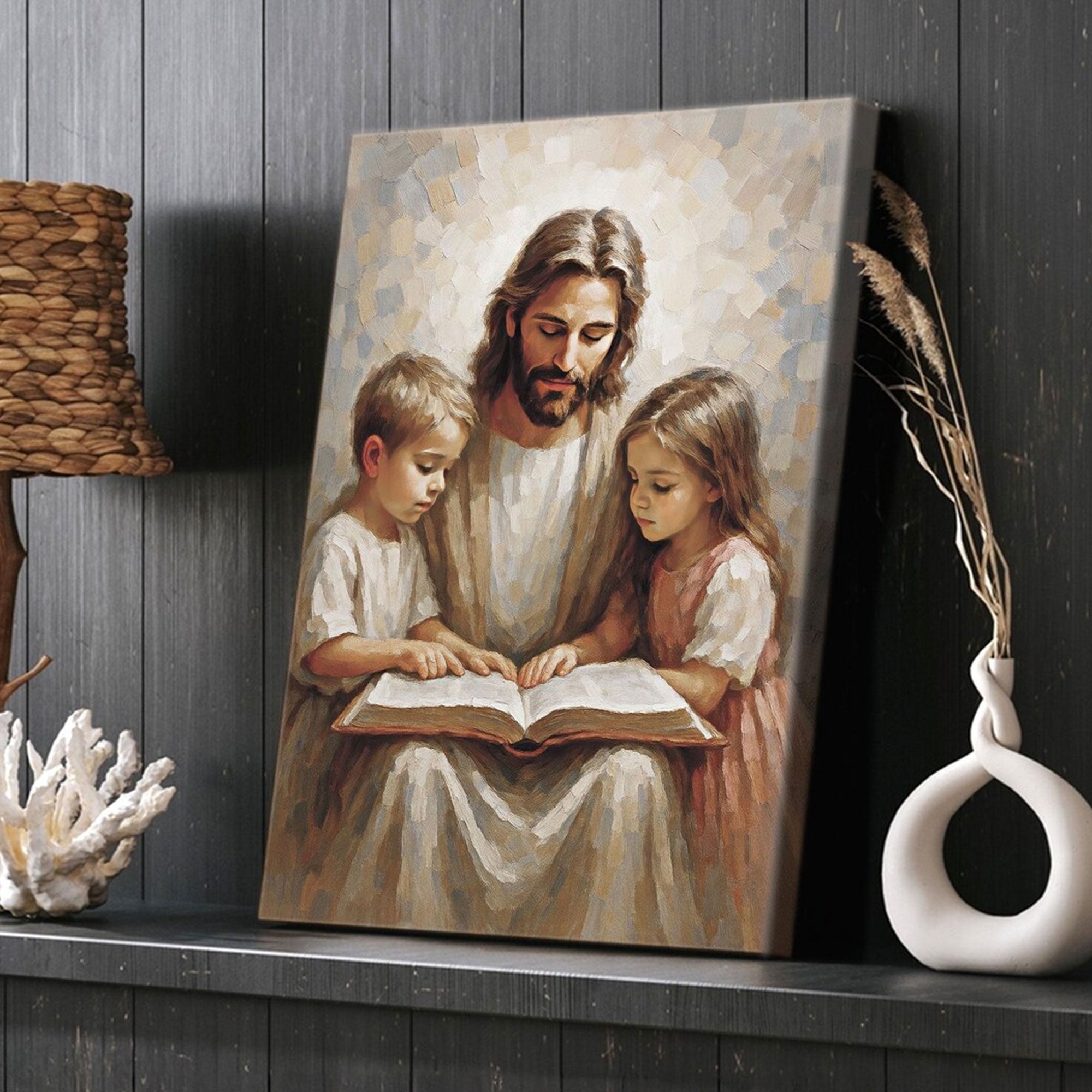 Jesus and Child Canvas Print, Jesus Teaching Children , Christian Religious Home Decor