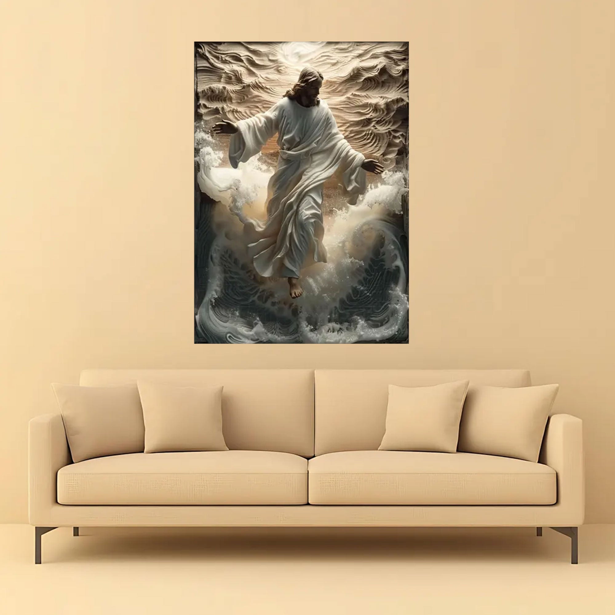 Jesus Walking on Water Canvas Print, Christian Wall Art, Biblical Scene, Spiritual Inspirational Home Decor, Religious Gift