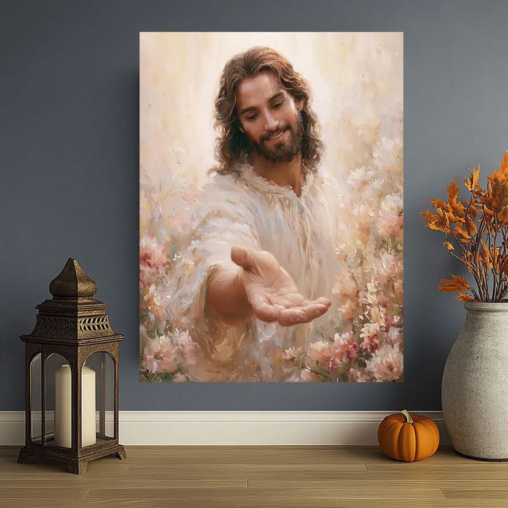 Jesus Calling You Canvas Print, Open Hand Christian Wall Art, Invitation of Faith Painting, Spiritual Comfort Decor, Inspirational Religious Artwork