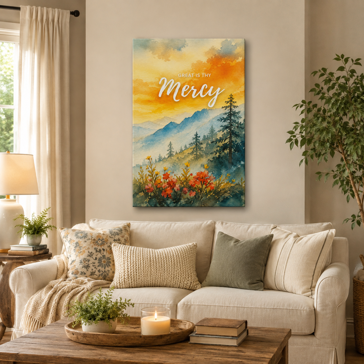 His Love Endures Scripture Canvas Print - Inspirational Nature Art