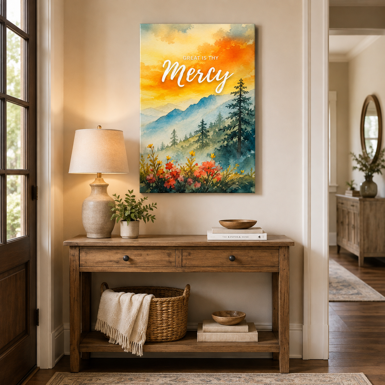 His Love Endures Scripture Canvas Print - Inspirational Nature Art