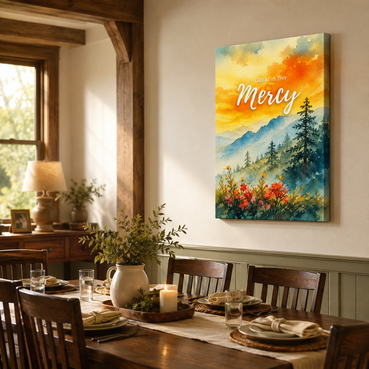 His Love Endures Scripture Canvas Print - Inspirational Nature Art