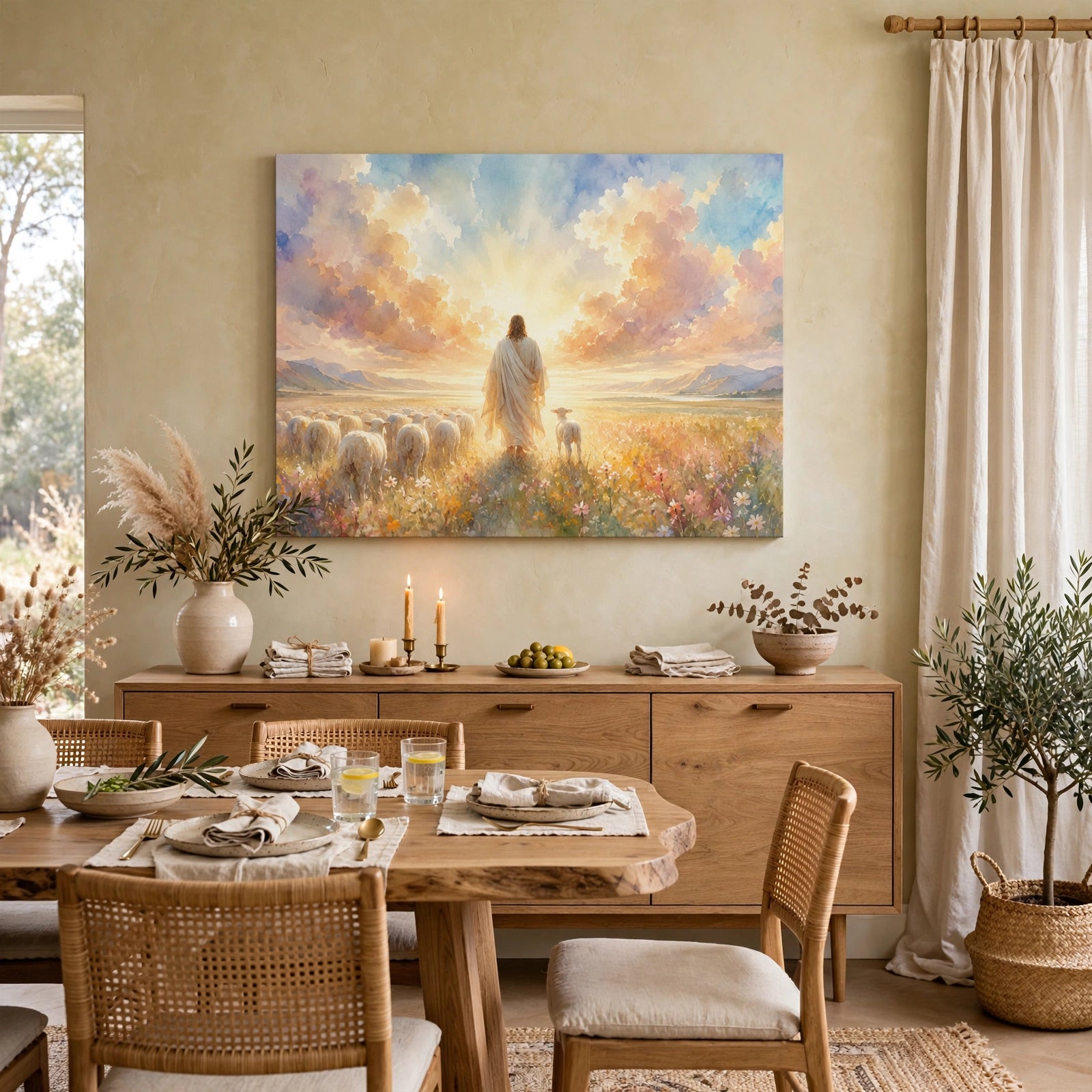 The Great Guide Christian Canvas Print, Jesus Leading the Way Wall Art