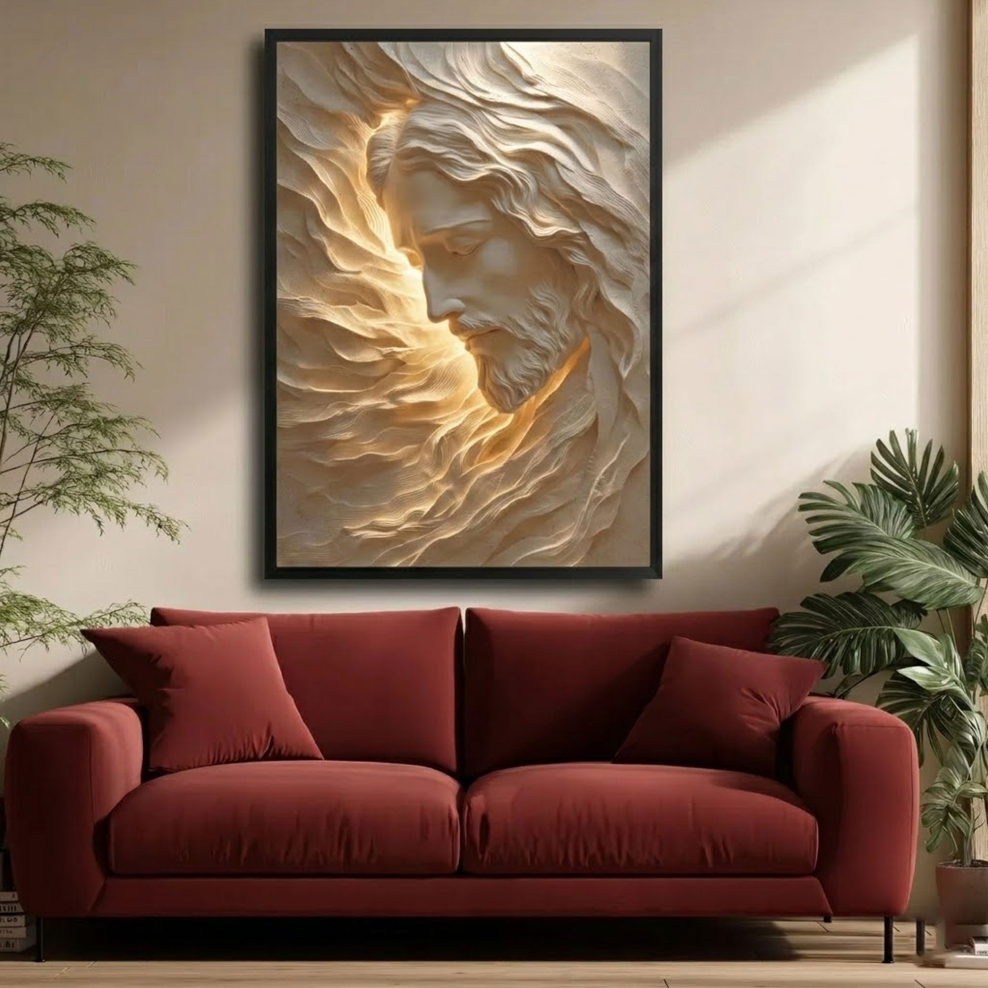 Radiant Jesus Canvas Print, Divine Light Portrait Wall Art, Christian Spiritual Decor, Inspirational Faith Gift